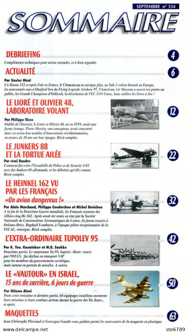 Le Fana De L'aviation N° 334  1939 Lioré Et Olivier 48 , Heinkel 162 ,  Escadrille Française Junkers 88 ,  Revue Avions - Aviation