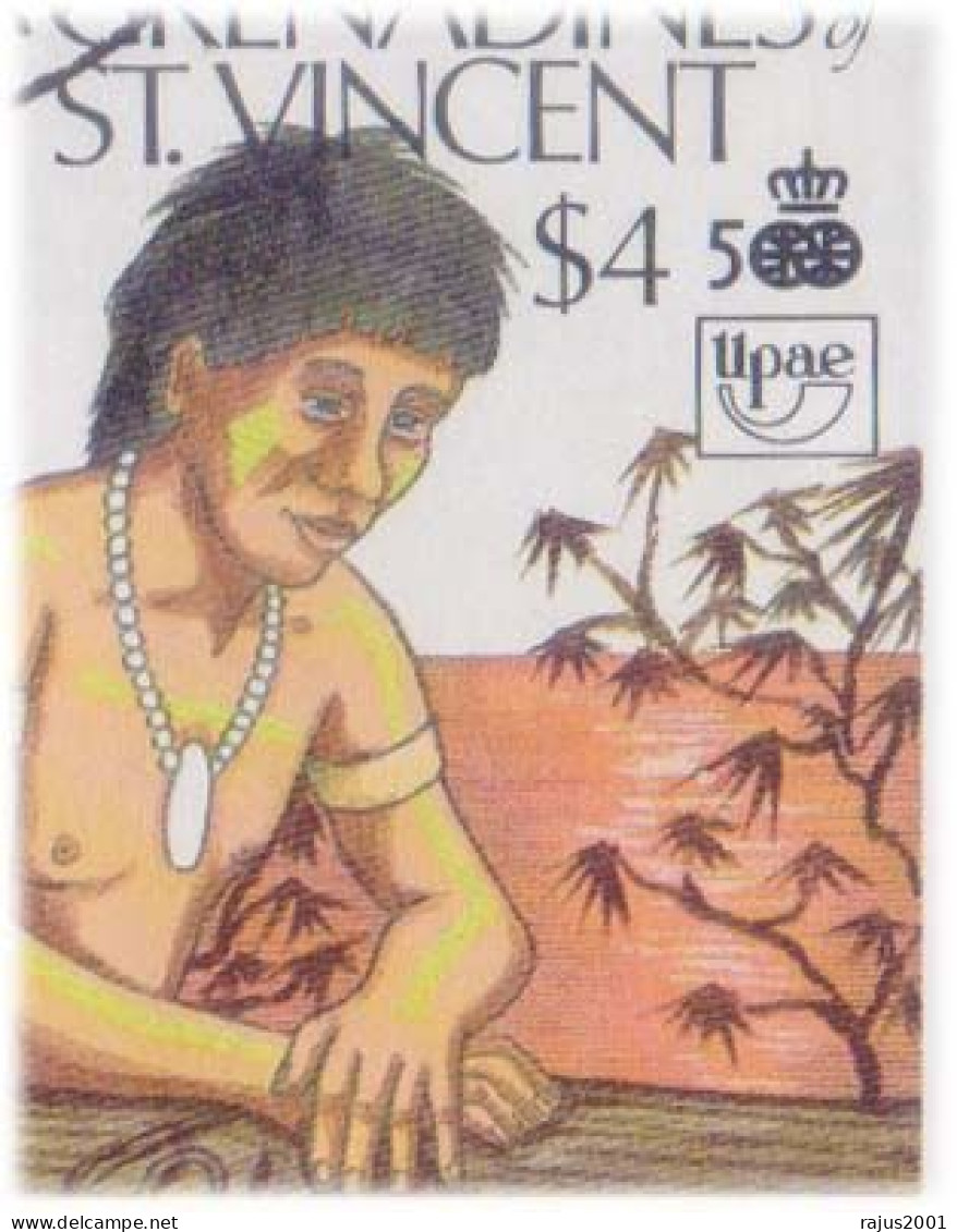 Discovery Of The Americas Pre Columbian Societies, Red Indian, Smoking Cigar, Tobacco, Drugs, Traditional Art, UPAE FDC - Drugs