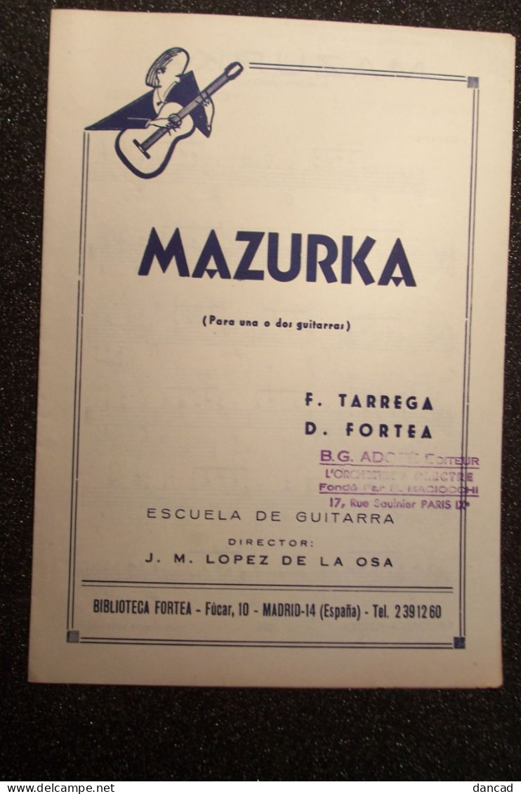 MAZURKA   - Anonimo  - Guitare - Instruments à Cordes