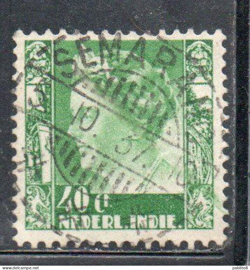 DUTCH INDIA INDIE INDE NEDERLANDS HOLLAND OLANDESE OLANDESI INDIES 1933 1937 1934 QUEEN WILHELMINA 40c USED USATO - Nederlands-Indië