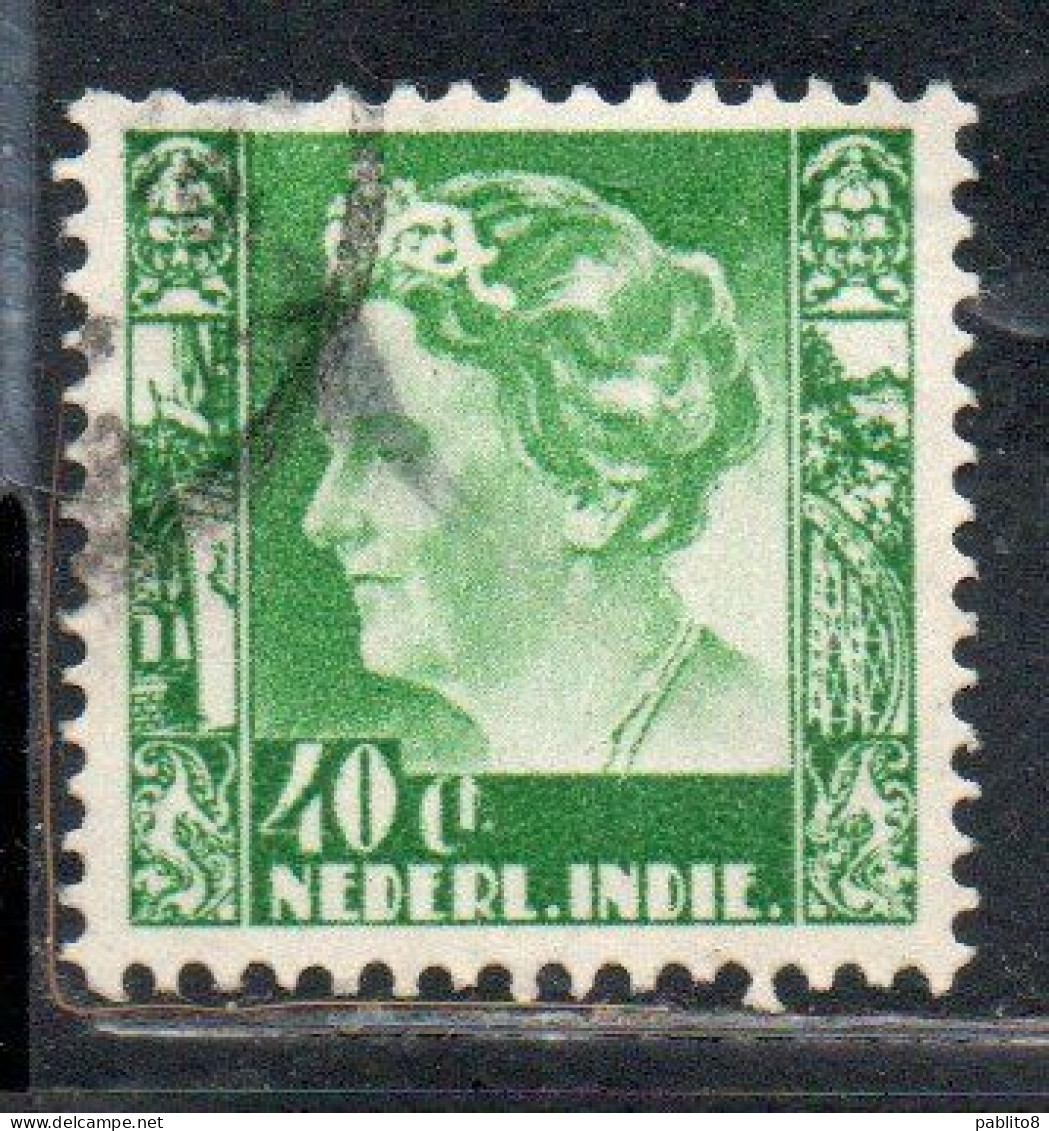 DUTCH INDIA INDIE INDE NEDERLANDS HOLLAND OLANDESE OLANDESI INDIES 1933 1937 1934 QUEEN WILHELMINA 40c USED USATO - Nederlands-Indië