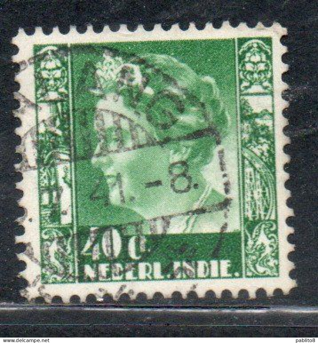 DUTCH INDIA INDIE INDE NEDERLANDS HOLLAND OLANDESI NETHERLANDS INDIES 1933 1937 1934 QUEEN WILHELMINA 40c USED USATO - Nederlands-Indië