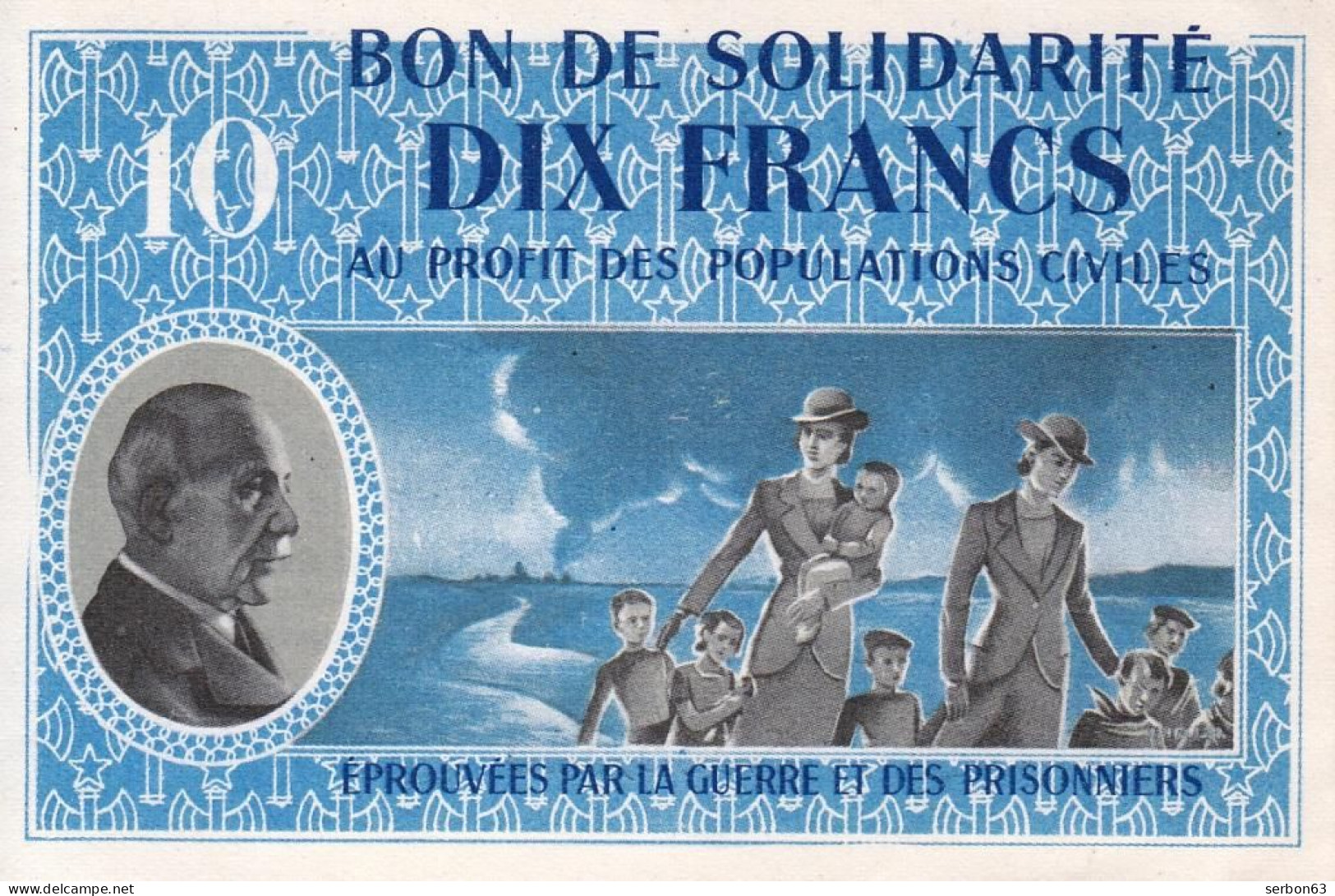 BON DE SOLIDARITÉ DIX FRANCS 10 FRANCS COMME NEUF N° 5.586.640 ASSISTANCE AUX PRISONNIERS DE GUERRE - Notgeld