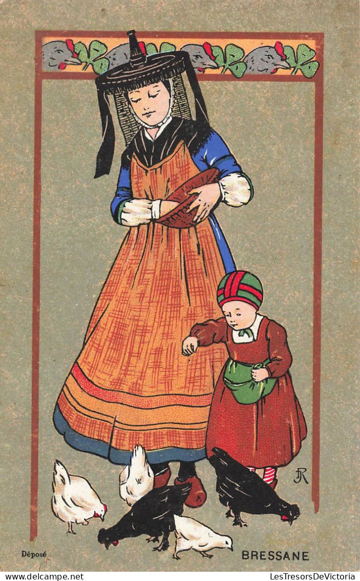 ILLUSTRATEUR - La Mère Et Sa Fille Donnant à Manger Aux Volailles - Colorisé - Carte Postale Ancienne - Otros & Sin Clasificación