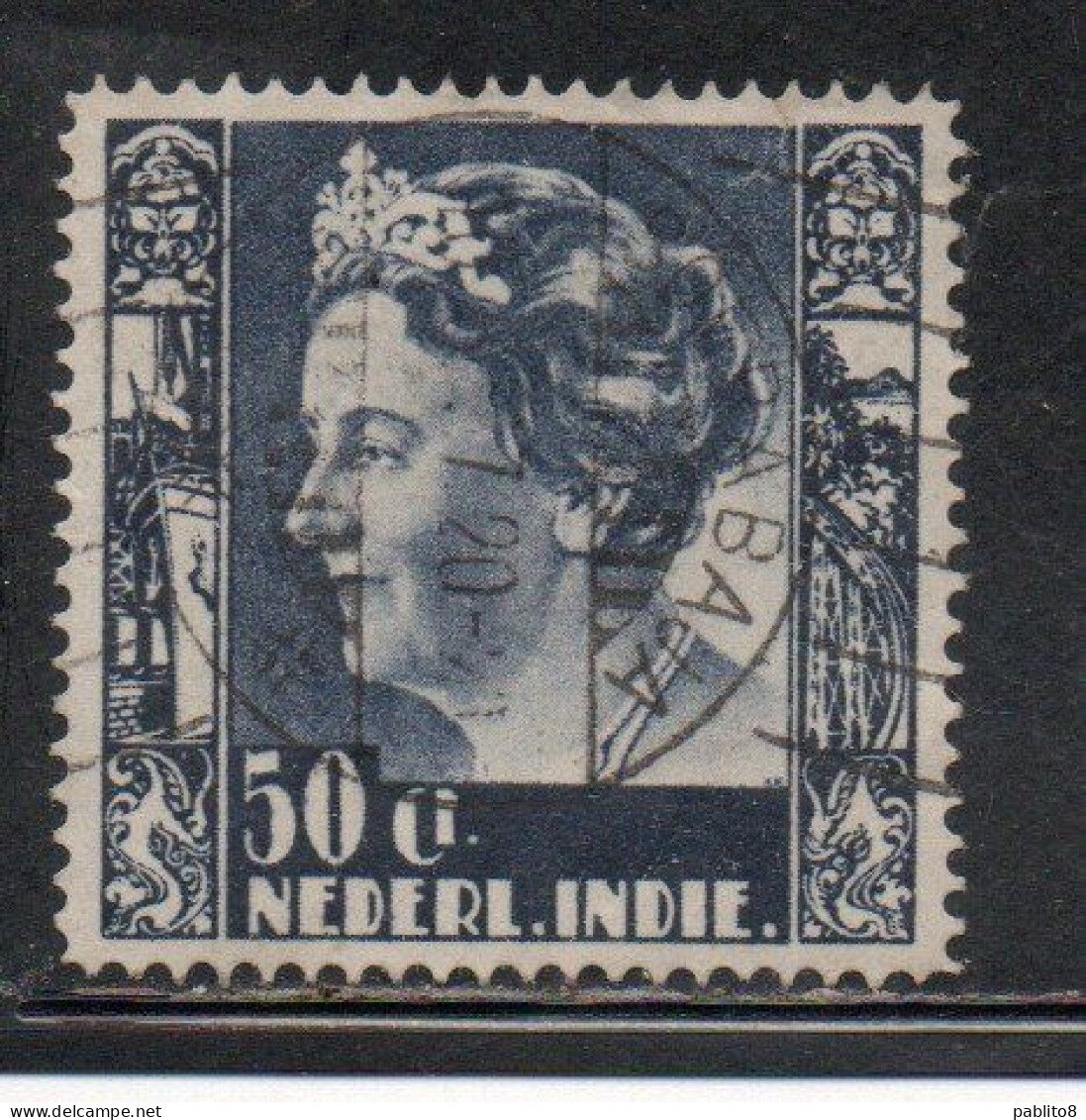 DUTCH INDIA INDIE INDE NEDERLANDS HOLLAND OLANDESI NETHERLANDS INDIES 1934 QUEEN WILHELMINA 50c USED USATO - Nederlands-Indië