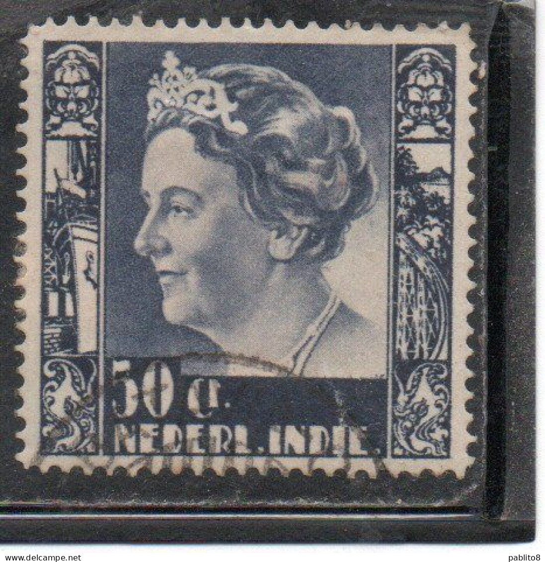 DUTCH INDIA INDIE INDE NEDERLANDS HOLLAND OLANDESI NETHERLANDS INDIES 1934 QUEEN WILHELMINA 50c USED USATO - Nederlands-Indië