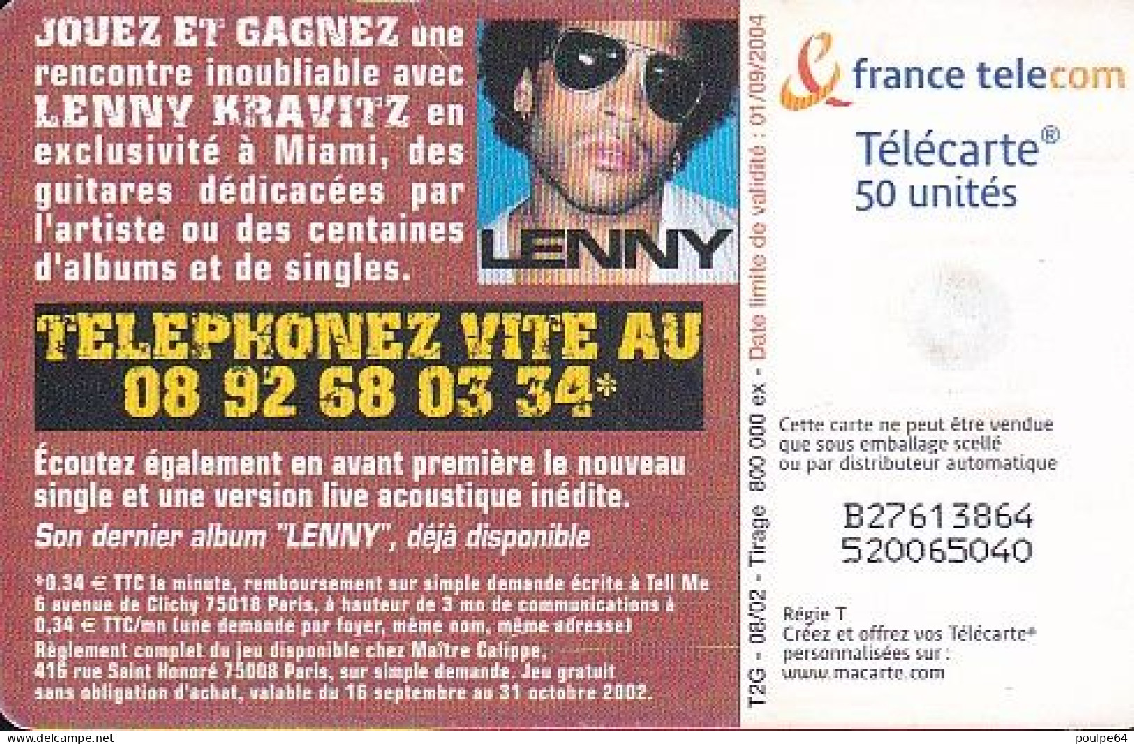 F1240  08/2002 - LENNY KRAVITZ - 50 GEM2 - 2002