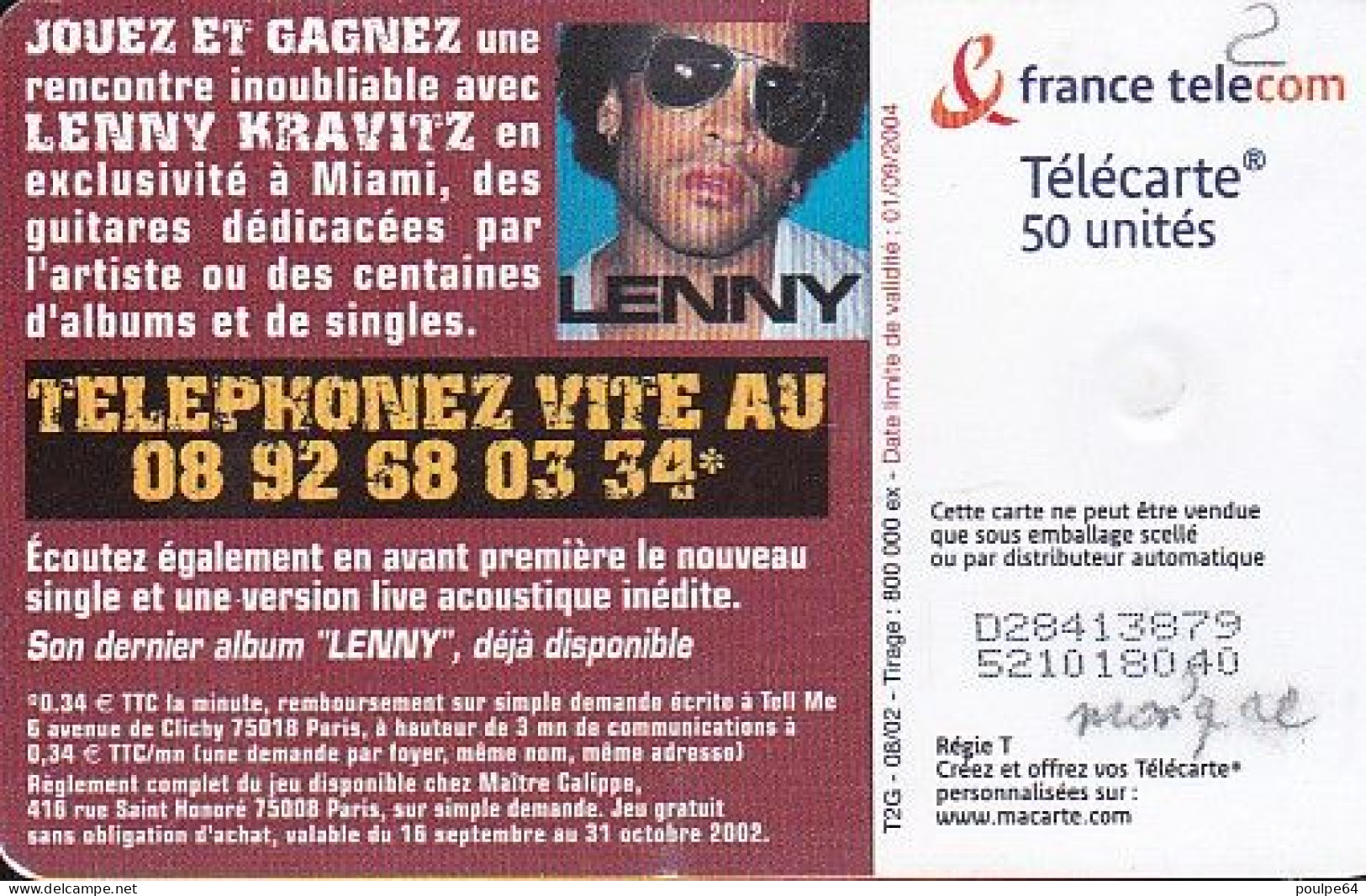 F1240A  08/2002 - LENNY KRAVITZ - 50 OB2 - 2002