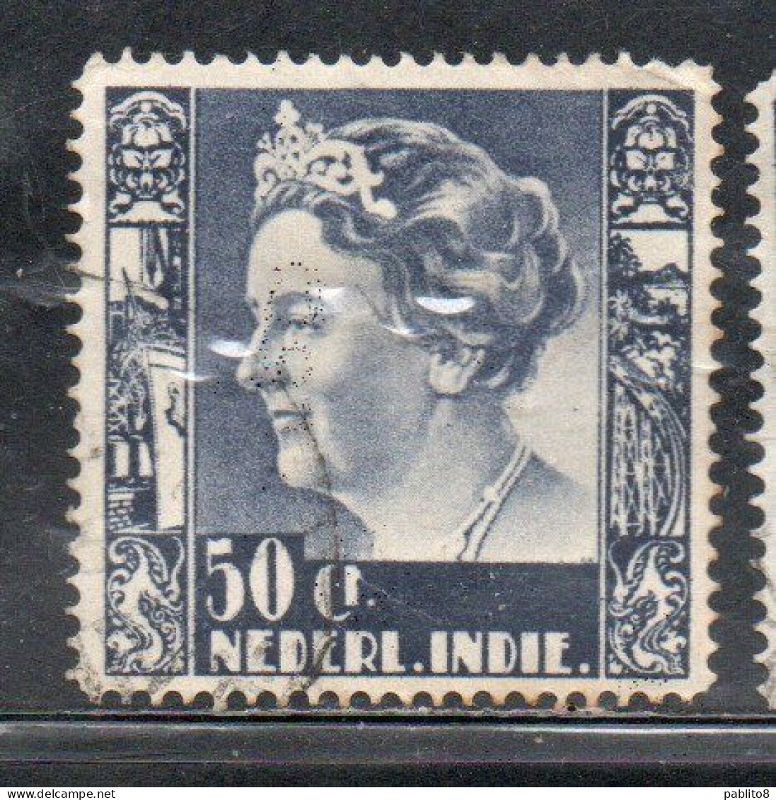 DUTCH INDIA INDIE INDE NEDERLANDS HOLLAND OLANDESI NETHERLANDS INDIES 1934 QUEEN WILHELMINA 50c USED USATO - Nederlands-Indië