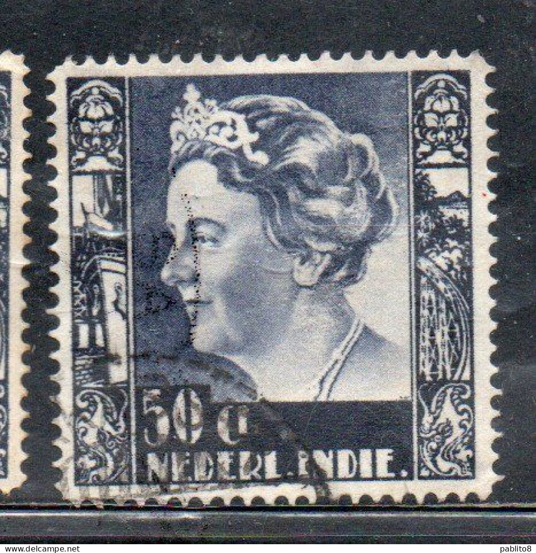 DUTCH INDIA INDIE INDE NEDERLANDS HOLLAND OLANDESI NETHERLANDS INDIES 1934 QUEEN WILHELMINA 50c USED USATO - Nederlands-Indië