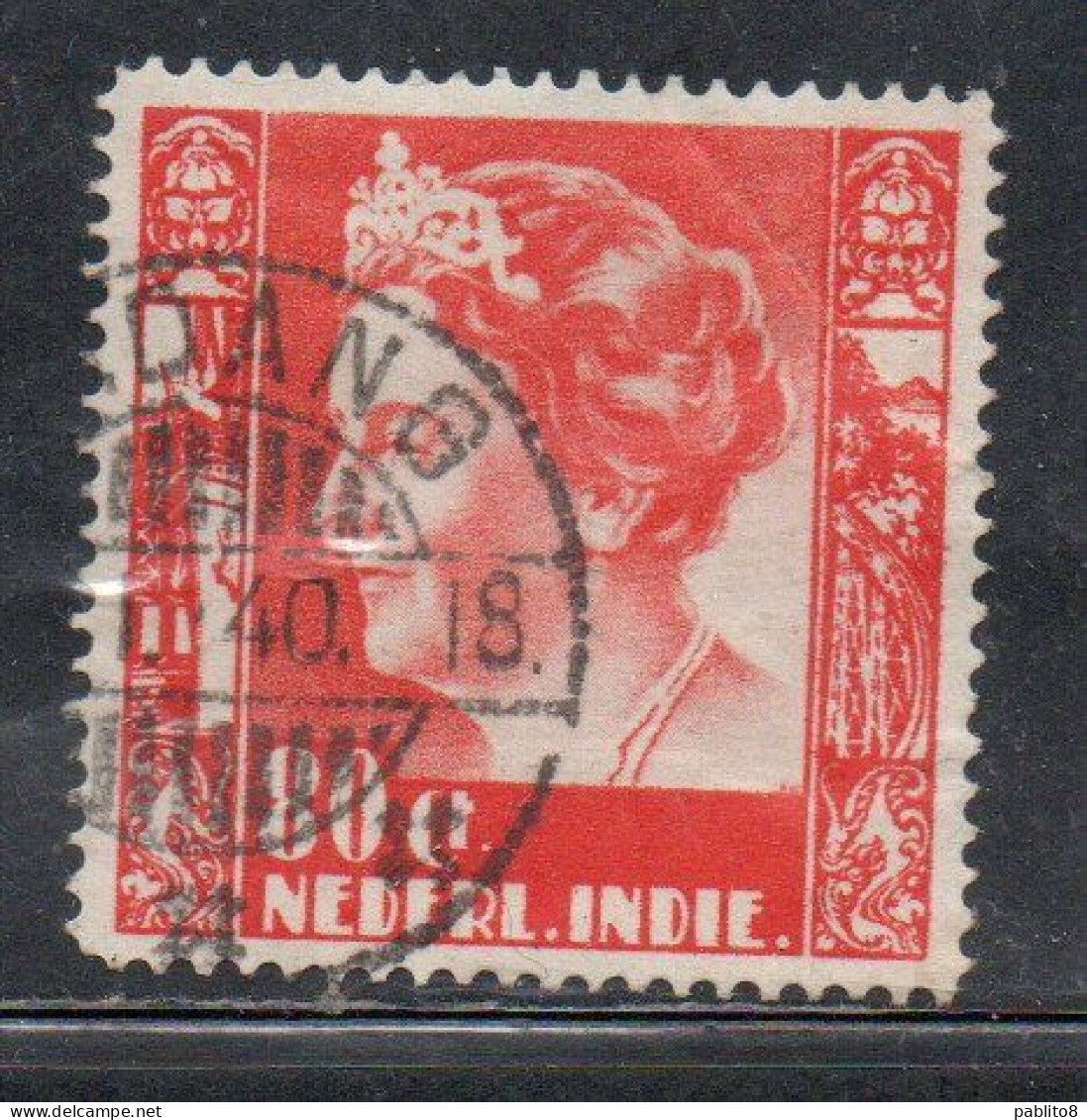 DUTCH INDIA INDIE INDE NEDERLANDS HOLLAND OLANDESI NETHERLANDS INDIES 1934 QUEEN WILHELMINA 80c USED USATO - Nederlands-Indië