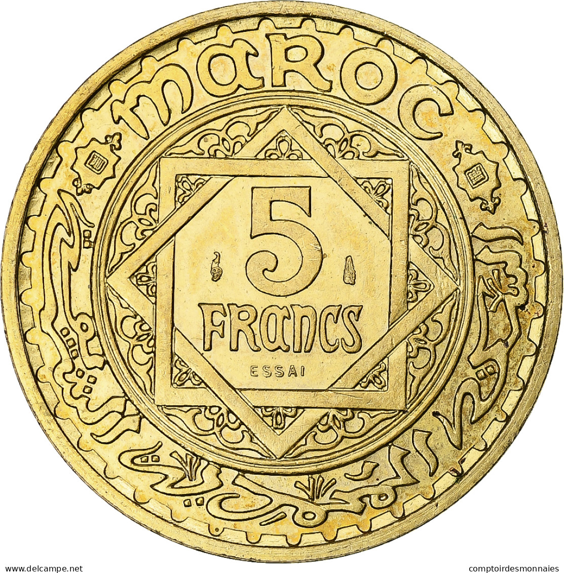 Monnaie, Maroc, 5 Francs, 1365/1946, Paris, ESSAI, SPL, Bronze-Aluminium - Maroc