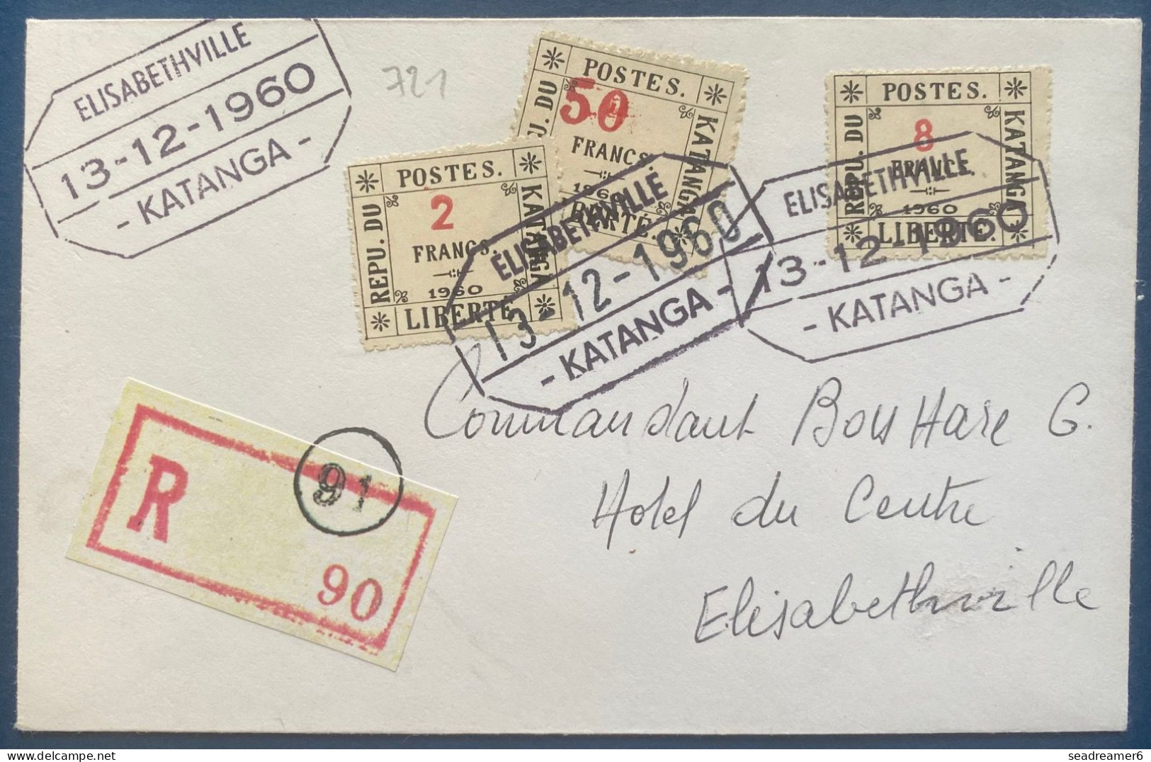 Lettre Recommandée 1960 REPUBLIQUE DU KATANGA Création De Propagande à L'origine Inconnue - Storia Postale