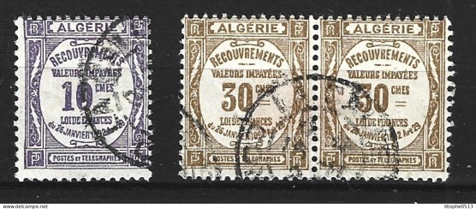 ALGERIE. Timbres-taxe N°16-7 Oblitérés De 1926. - Portomarken