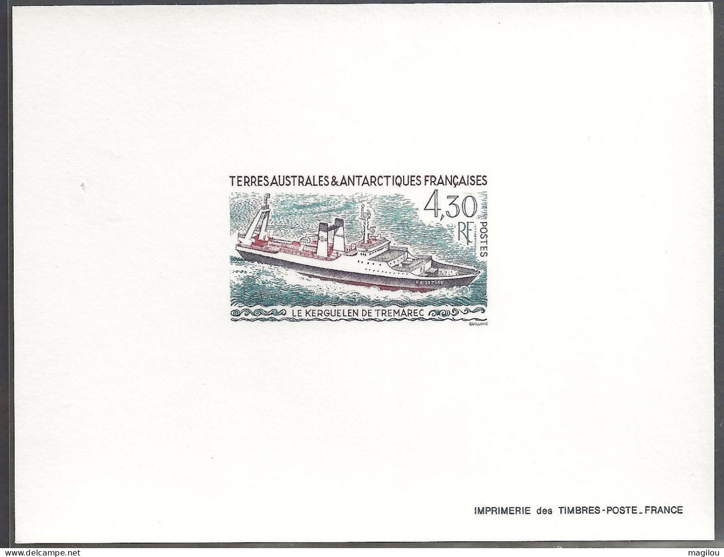 Epreuve De Luxe Taaf/fsat Chalutier Usine Le Kerguelen De Tremarec YVT 191 - Imperforates, Proofs & Errors