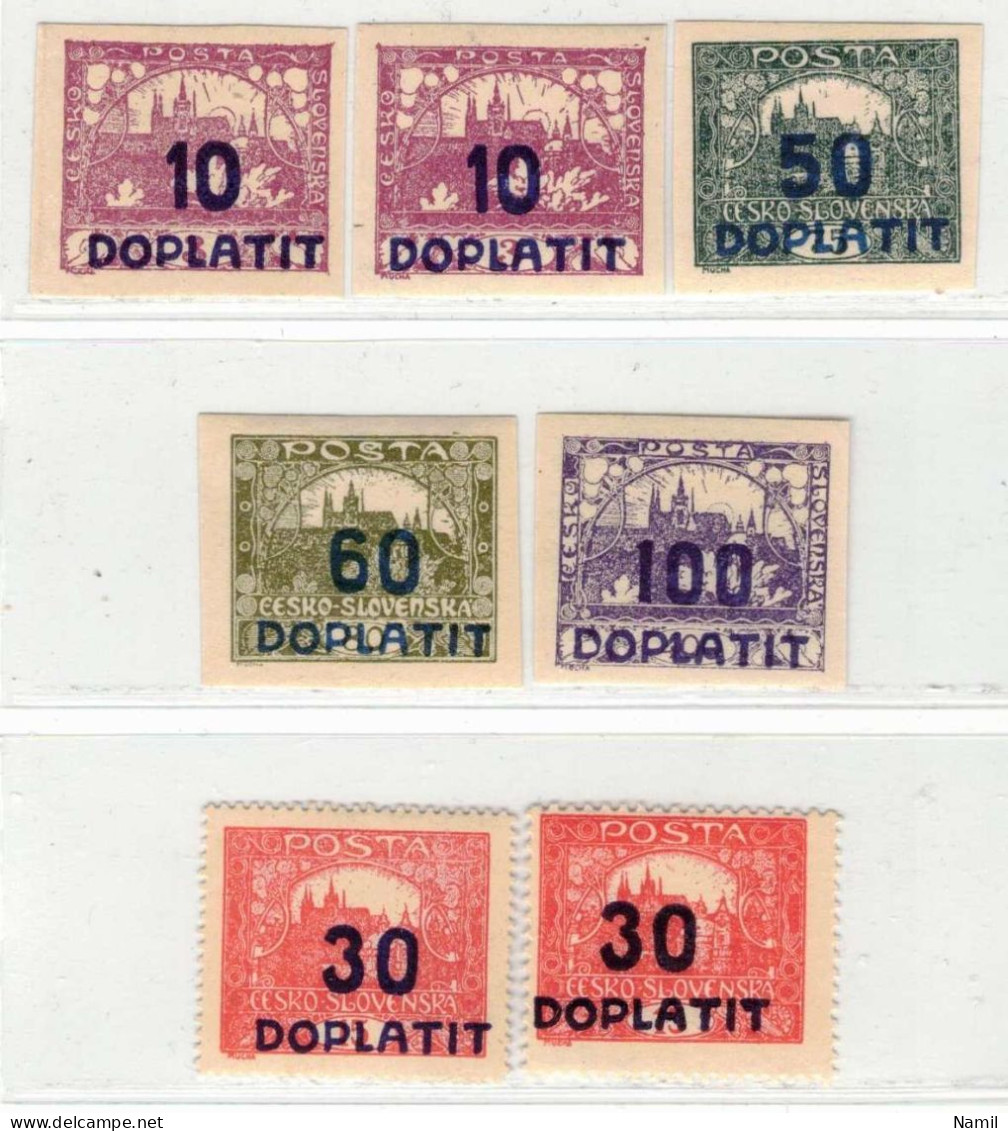 Tchécoslovaquie 1922 Mi  D 20 Ex (Yv TT 20 Ex), (MH) Lot Avec Timbre Taxe, Trace De Charniere - Nuevos