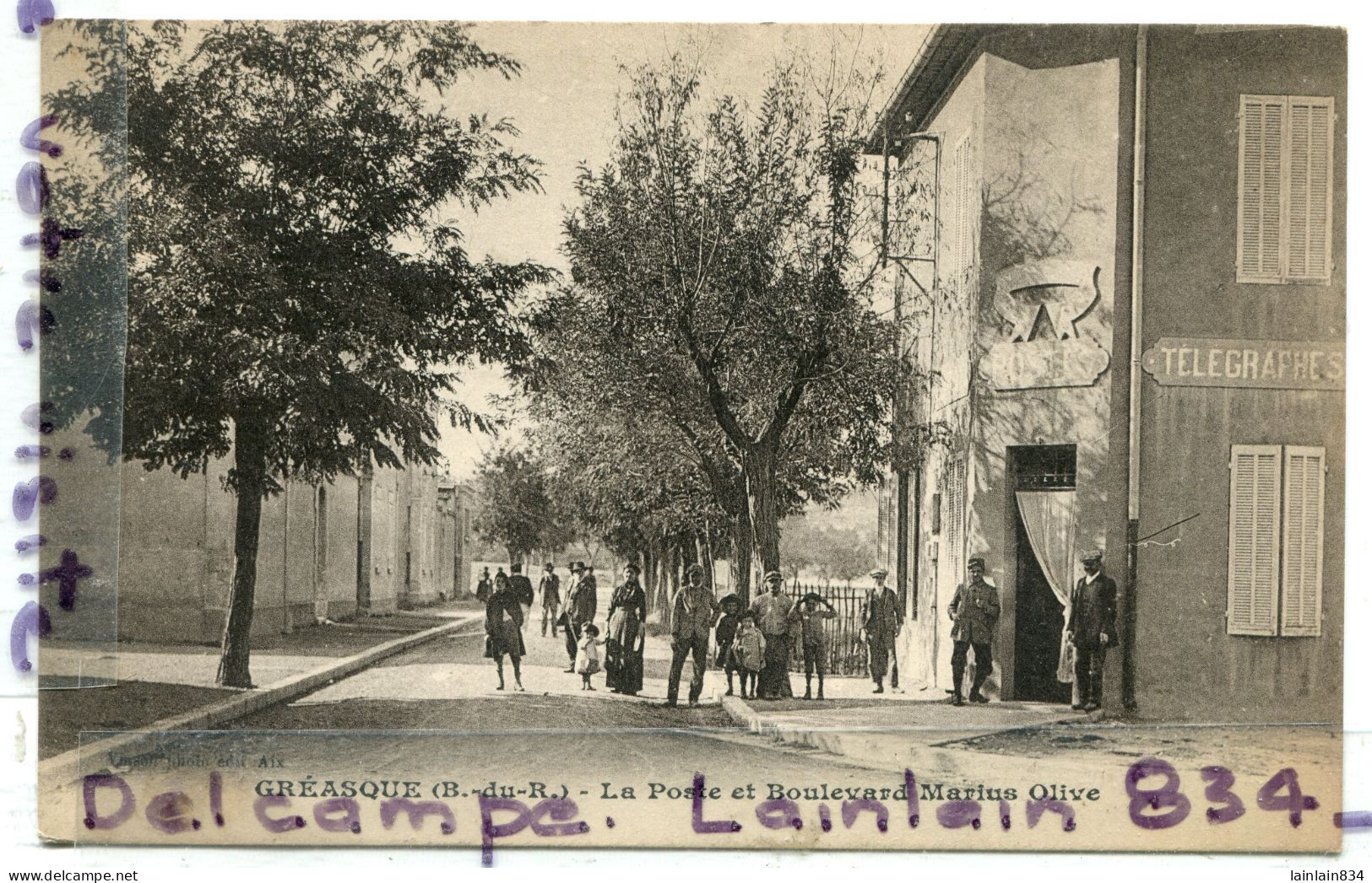 -  Gréasque - ( B Du R. ),  La Poste Et Boulevard Marius  Vinson Photo édit, Aix, Animation, Non écrite, TTBE, Scans. - Autres & Non Classés