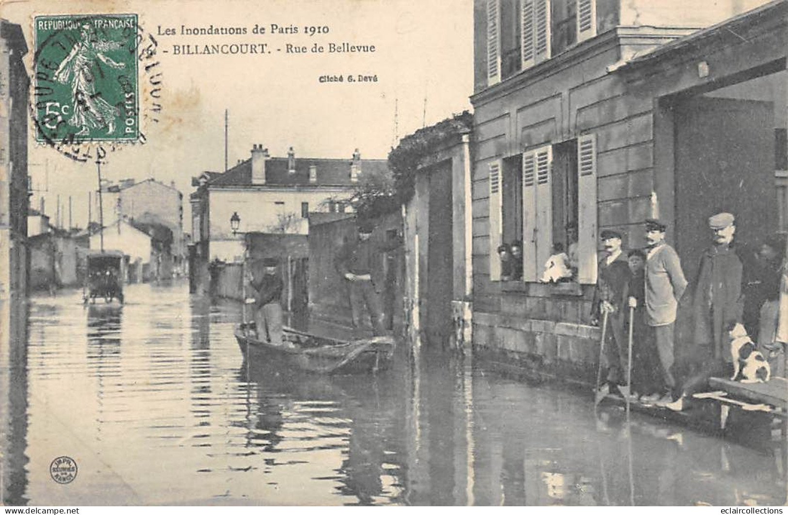 Boulogne  Billancourt        92       Inondations Janvier  1910.  Rue De Bellevue      (Voir Scan) - Boulogne Billancourt