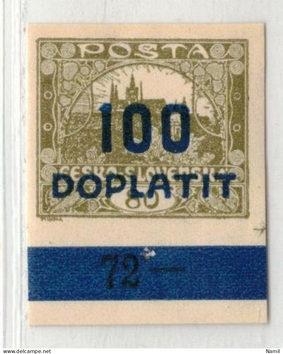 Tchécoslovaquie 1922 Mi  D 18a (Yv TT 25A), (MH)* Bdf, Trace De Charniere - Ongebruikt