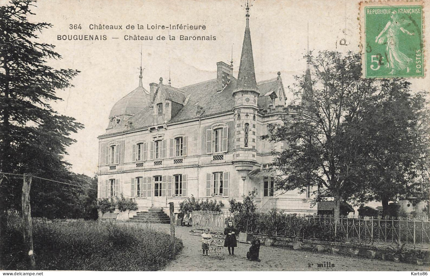 Bouguenais * Château De La Baronnais * N°364 * Enfants Villageois Landau Pousette Kinderwagen Pram Chien - Bouguenais