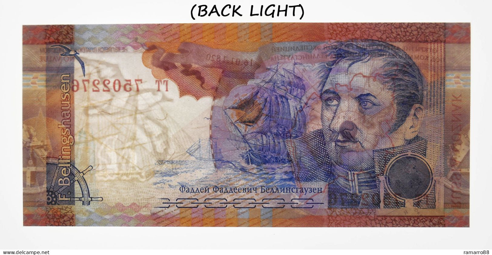 Goznak - F. Von Bellingshausen Antarctica (Lowered Sails Type) 2008 Specimen Test Note Unc - Fictifs & Spécimens