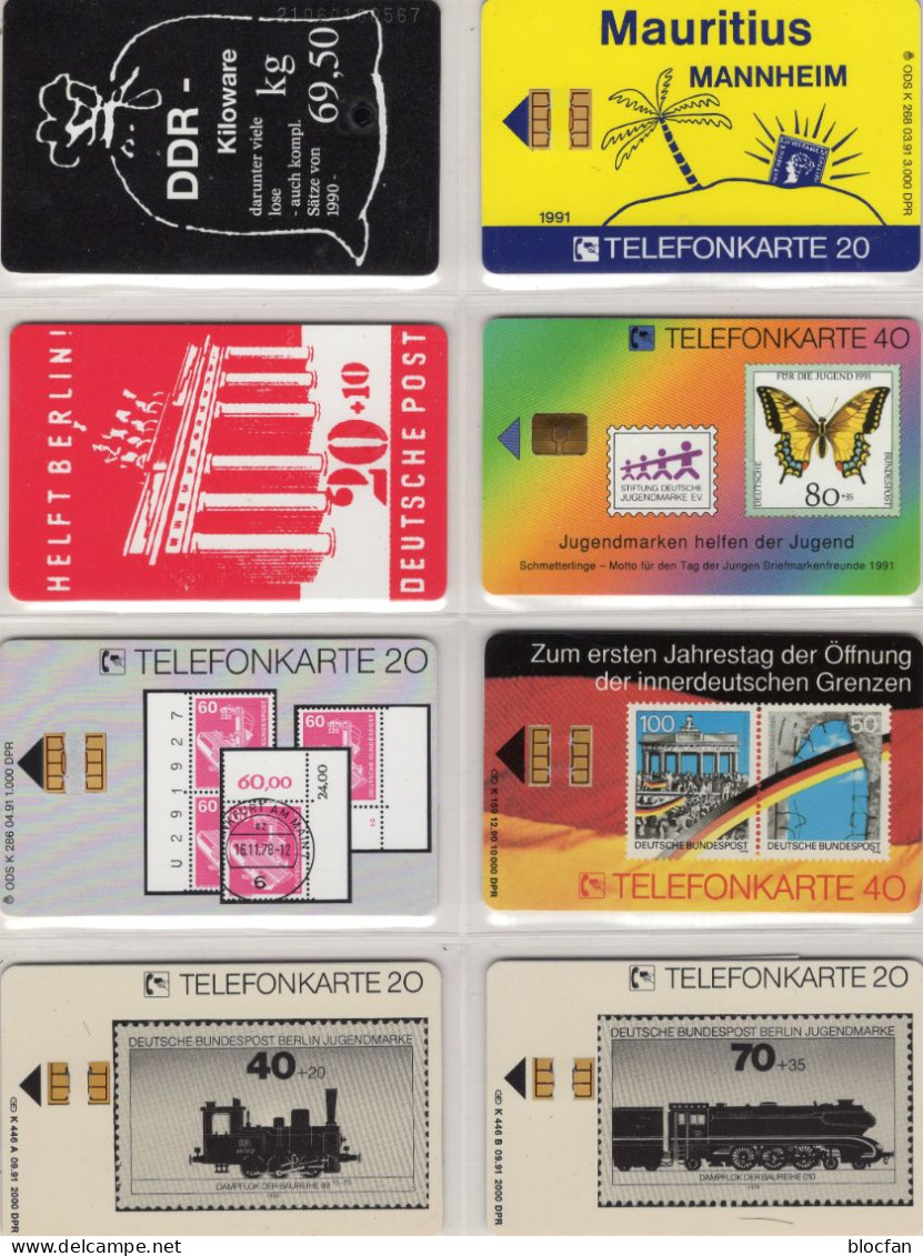 Hobby Auf 8 TK K159,268,286,304,306,356,446A+B ** 360€ Briefmarken Kiloware Versand Stamps On TC Money Telecards Germany - Briefmarken & Münzen