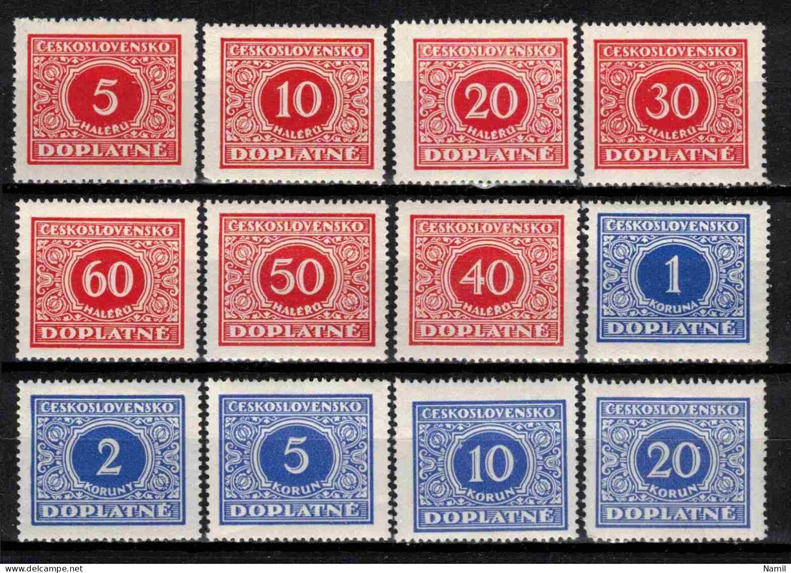 Tchécoslovaquie 1928 Mi  D 55-66 (Yv TT 55-66), (MH)* Trace De Charniere - Neufs