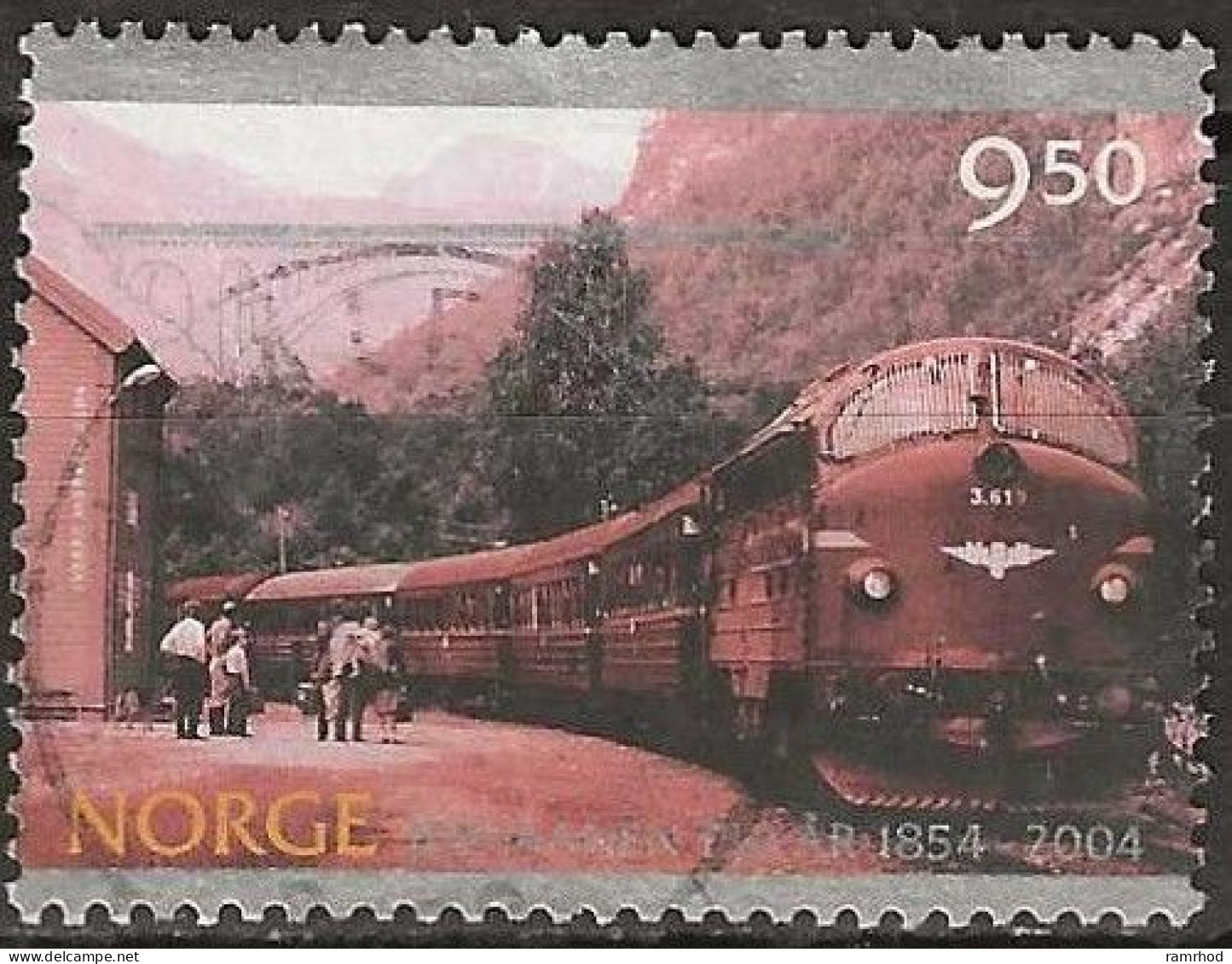 NORWAY 2004 150th Anniversary Of Norwegian Railways - 9k.50 - Early Diesel Locomotive, Flatmark Halt FU - Gebraucht