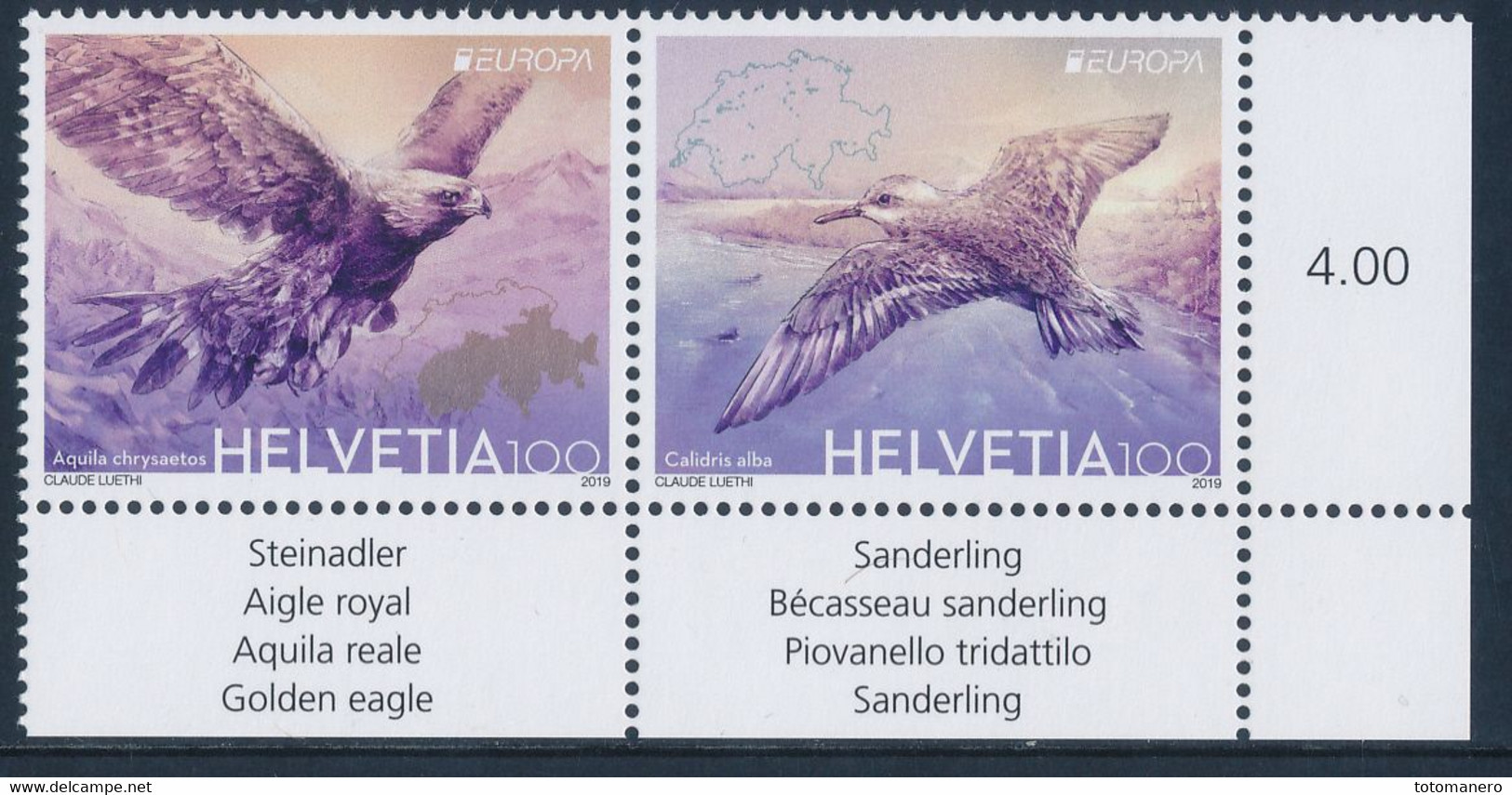 SWITZERLAND/Schweiz, Helvetia EUROPA 2019 "National Birds" Set Of 2v** - 2019