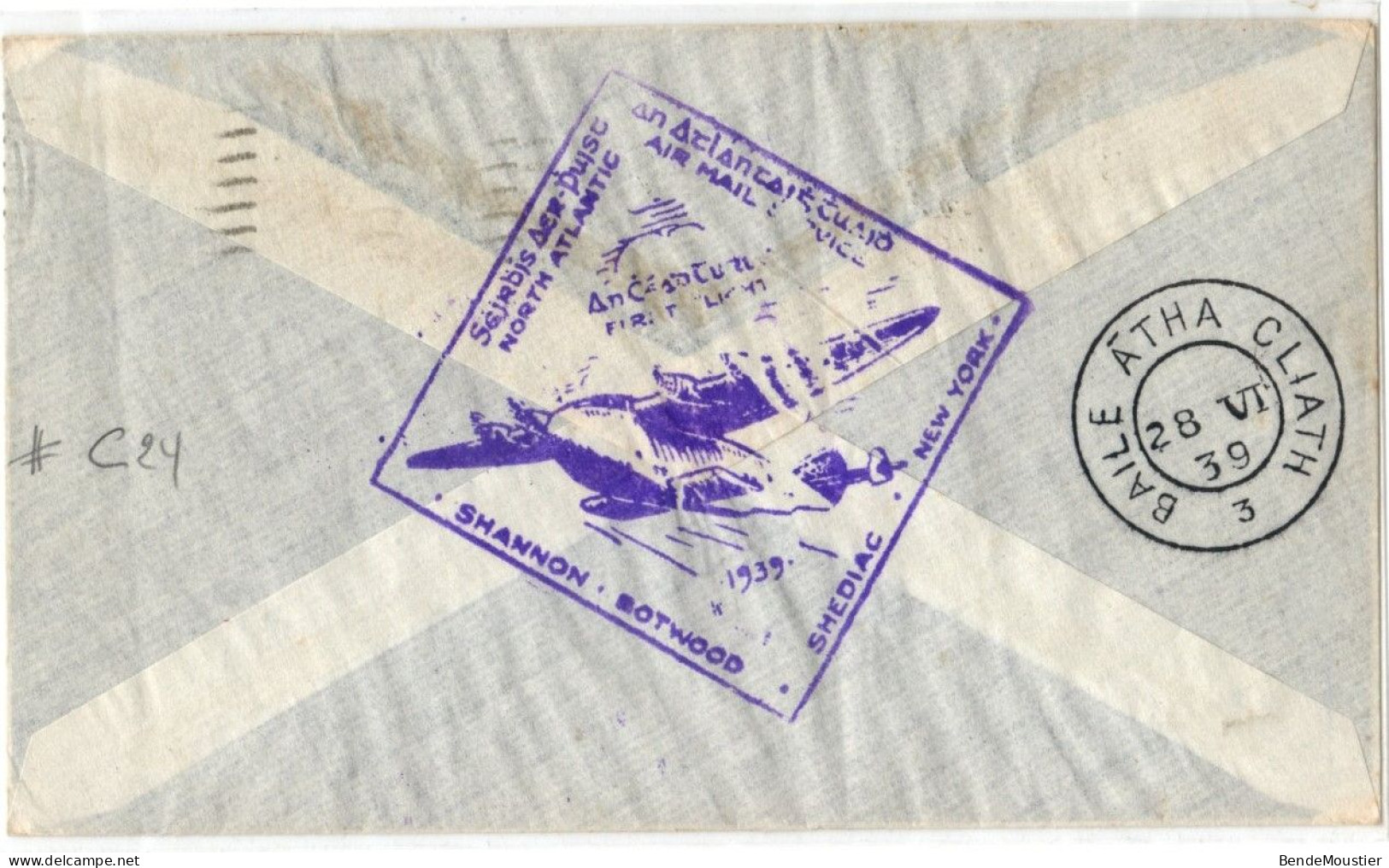 (N105) USA SCOTT # C 24 + Form 2978 - Northern Trans-Atlantic First Flight - F.A.M. 18 - Irish Free State. - 1c. 1918-1940 Brieven