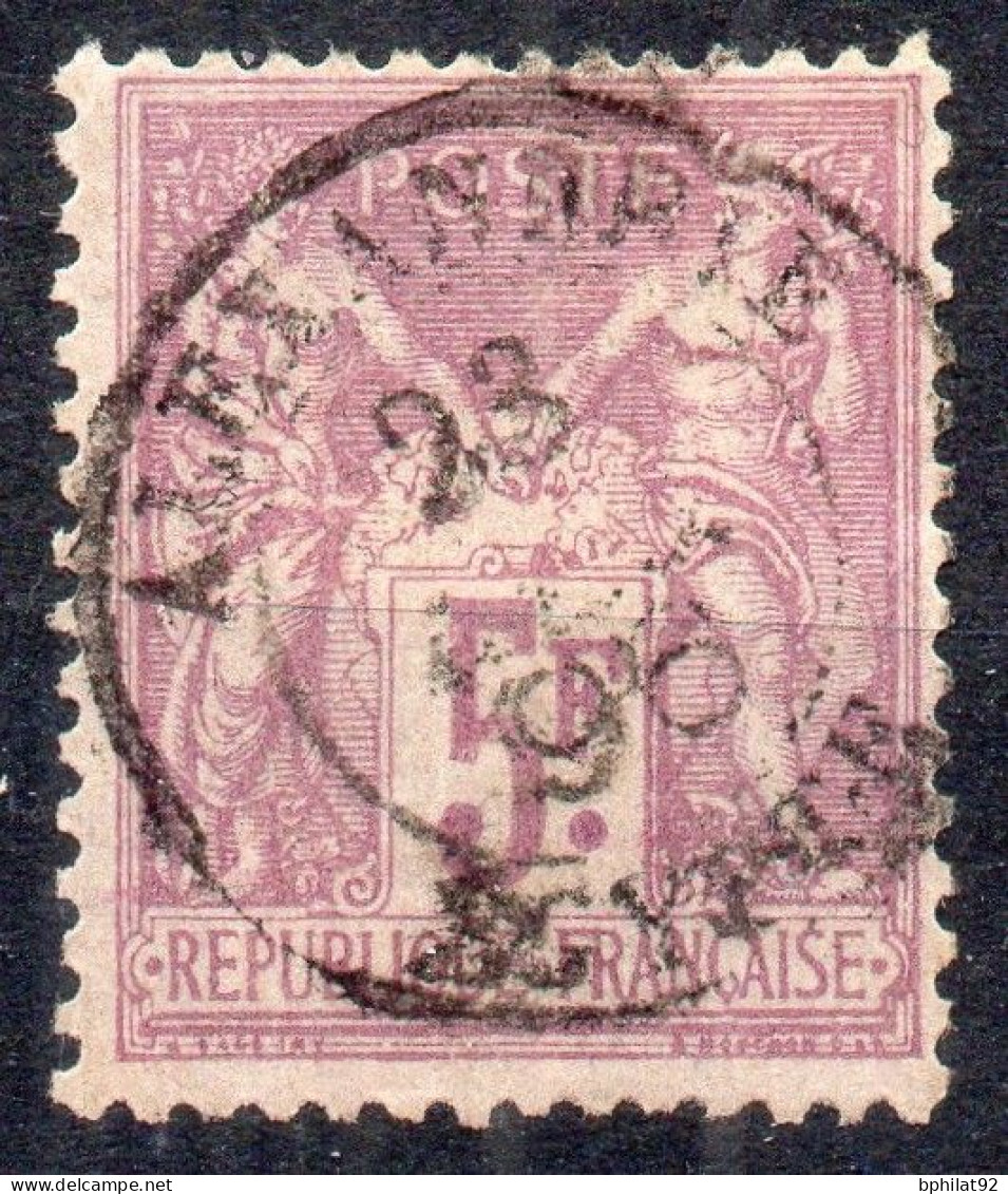 !!! N°95, 5F SAGE OBLITERE CACHET A DATE D' ALEXANDRIE EGYPTE DE 1896 - 1898-1900 Sage (Type III)