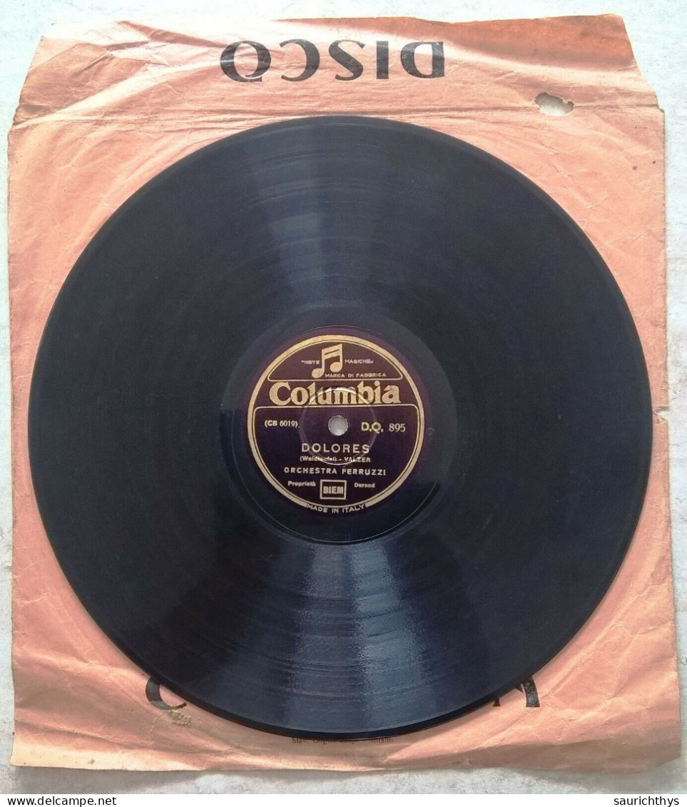 Vinile 78 Giri Per Grammofono Columbia - Orchestra Ferruzzi - Le Onde Del Danubio - Dolores Valzer - Formati Speciali