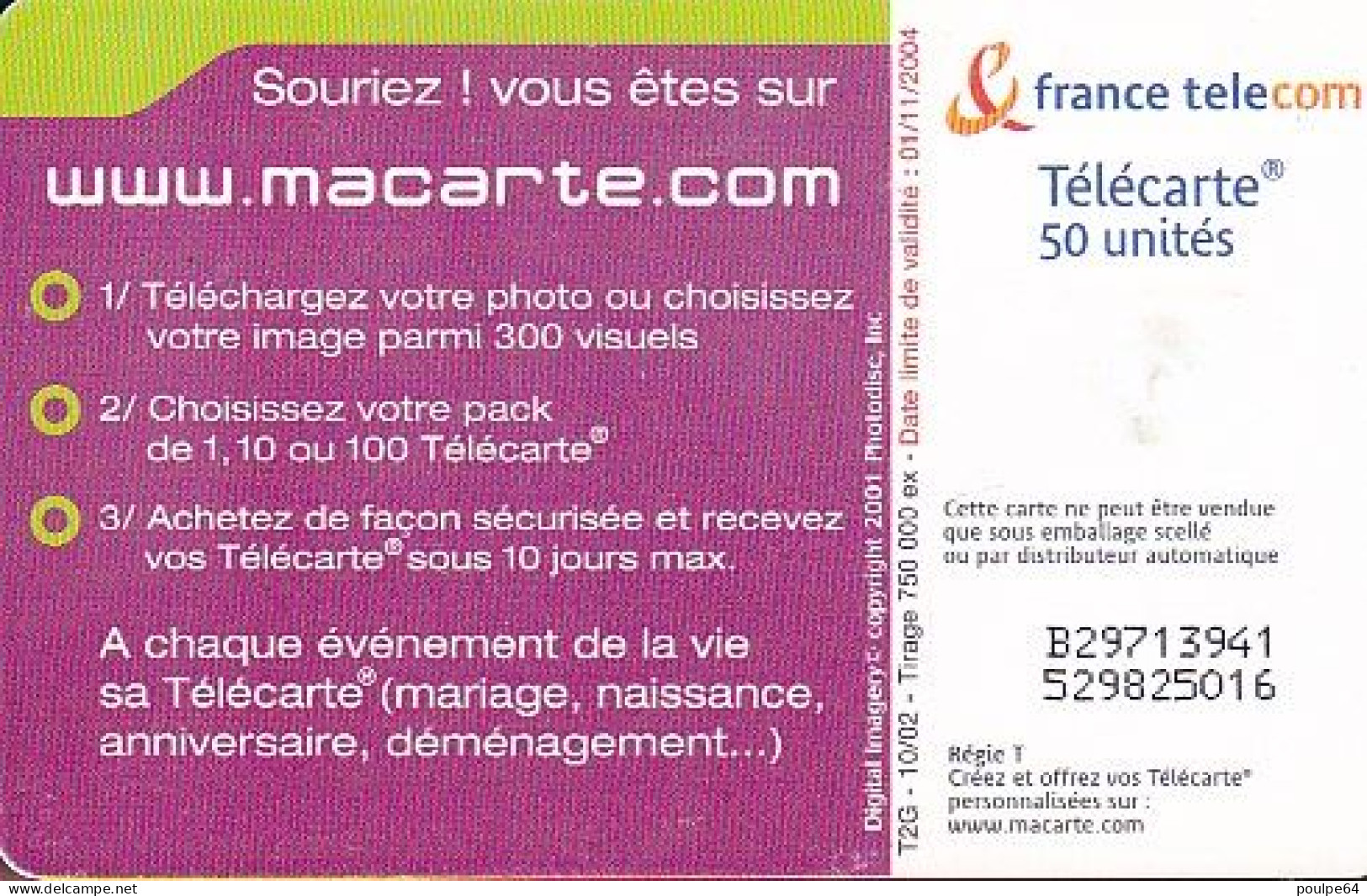 F1253  10/2002 - MACARTE.COM " Fou D'amour "  - 50 GEM2 - 2002