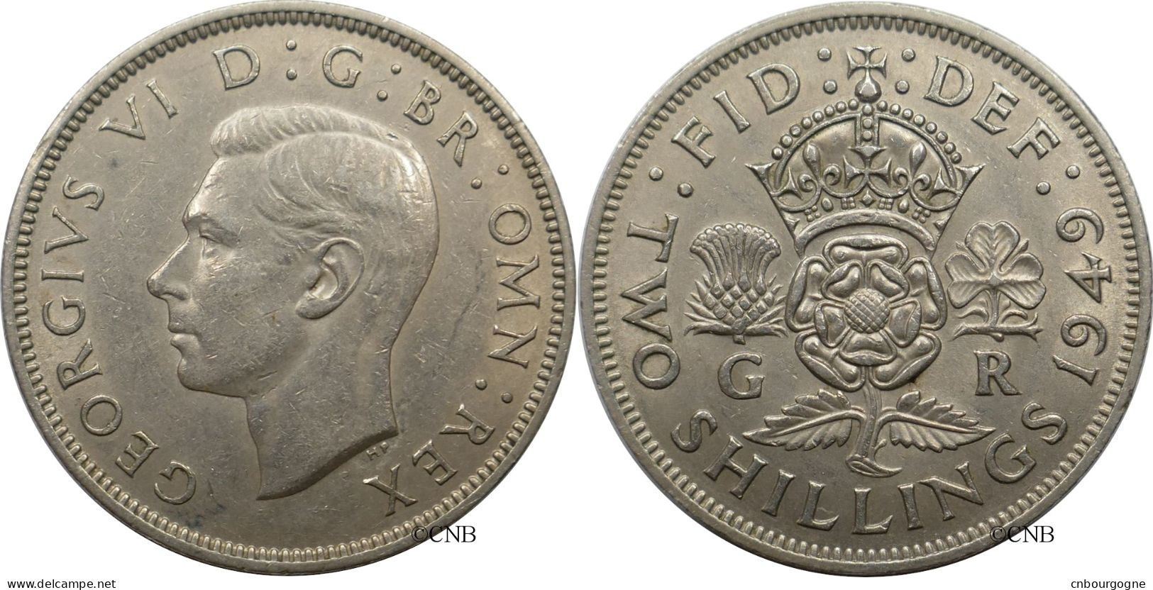 Royaume-Uni - George VI - Two Shillings 1949 - TTB+/AU50 - Mon6200 - J. 1 Florin / 2 Schillings