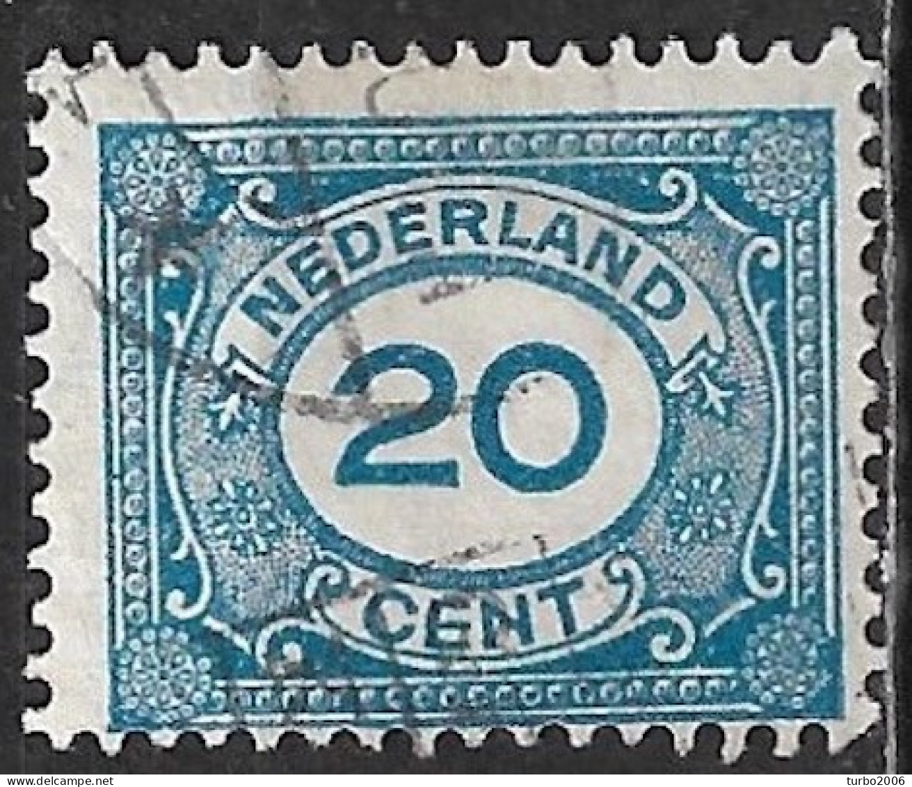 Breukje In De Kaderlijn Links In 1921-22 Cijferzegels 20 Cent Blauw NVPH 109 - Varietà & Curiosità