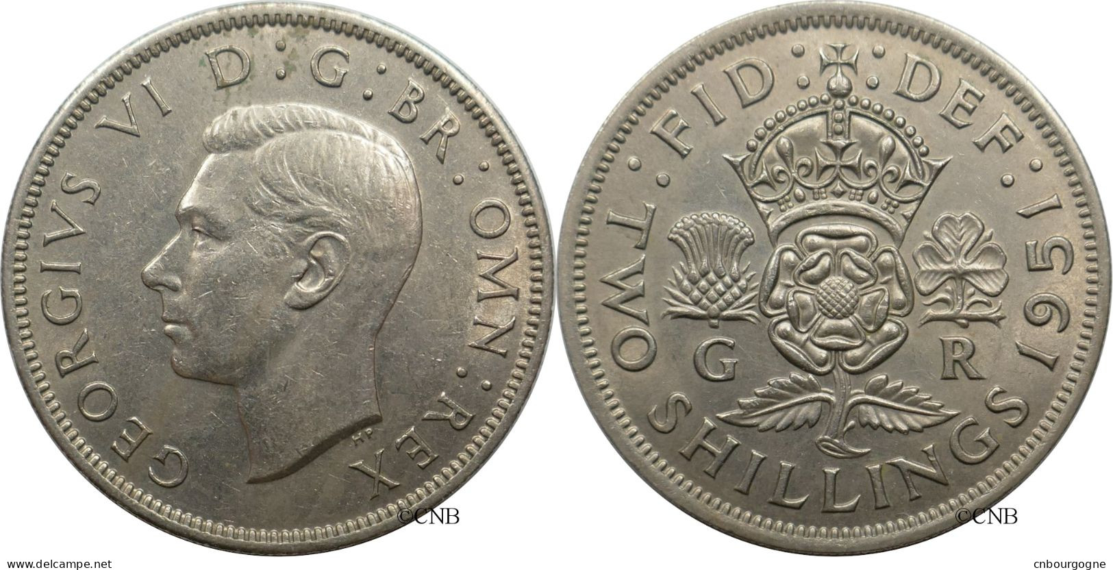 Royaume-Uni - George VI - Two Shillings 1951 - SUP/AU55 - Mon6203 - J. 1 Florin / 2 Schillings