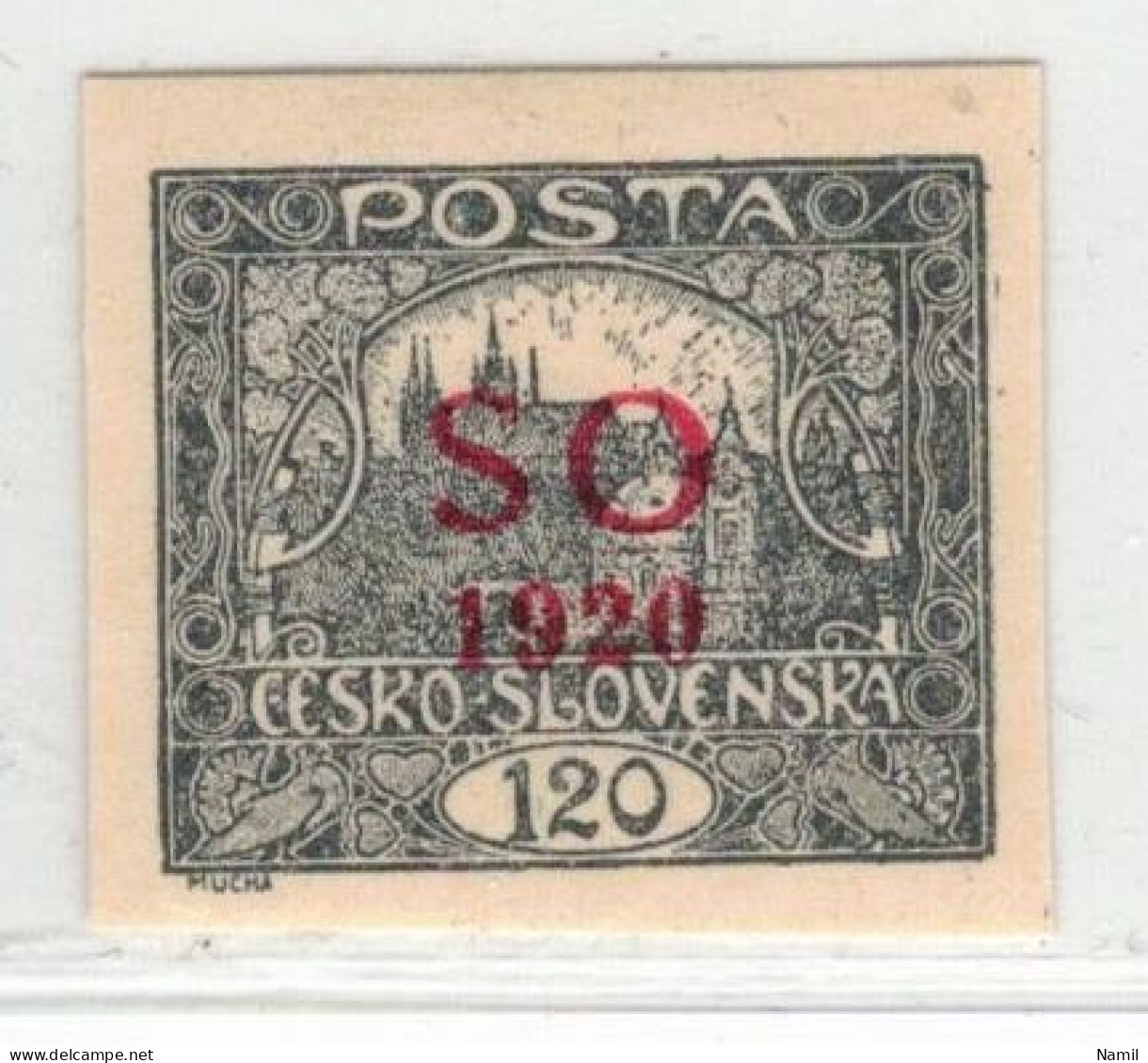 Tchécoslovaquie-Silesie 1920 Mi 20 A  (Yv 13), (MH)* Trace De Charniere, Couleur Gris Claire - Unused Stamps