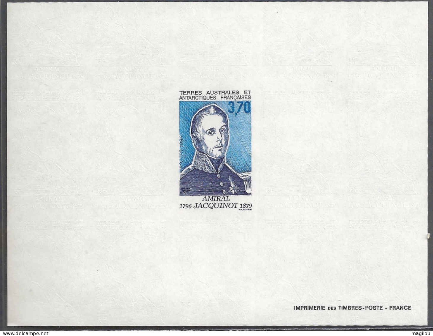 Feuillet Gommé Taaf/fsat Amiral Jacquinot YVT 207 Mnh** - Imperforates, Proofs & Errors