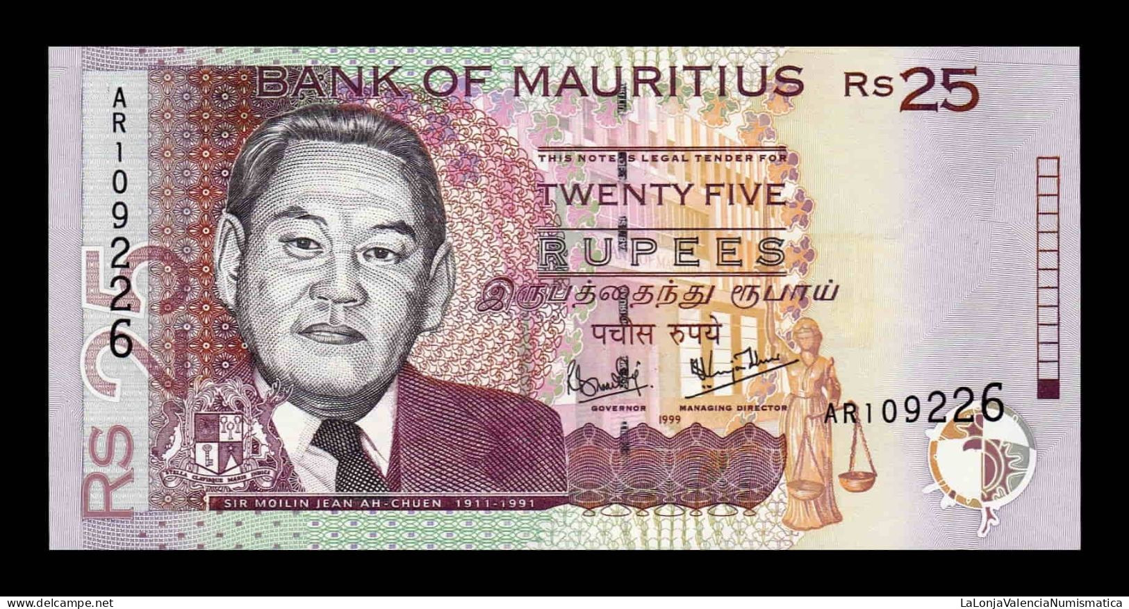 Mauricio Mauritius 25 Rupees 1999 Pick 49a Sc Unc - Mauritius