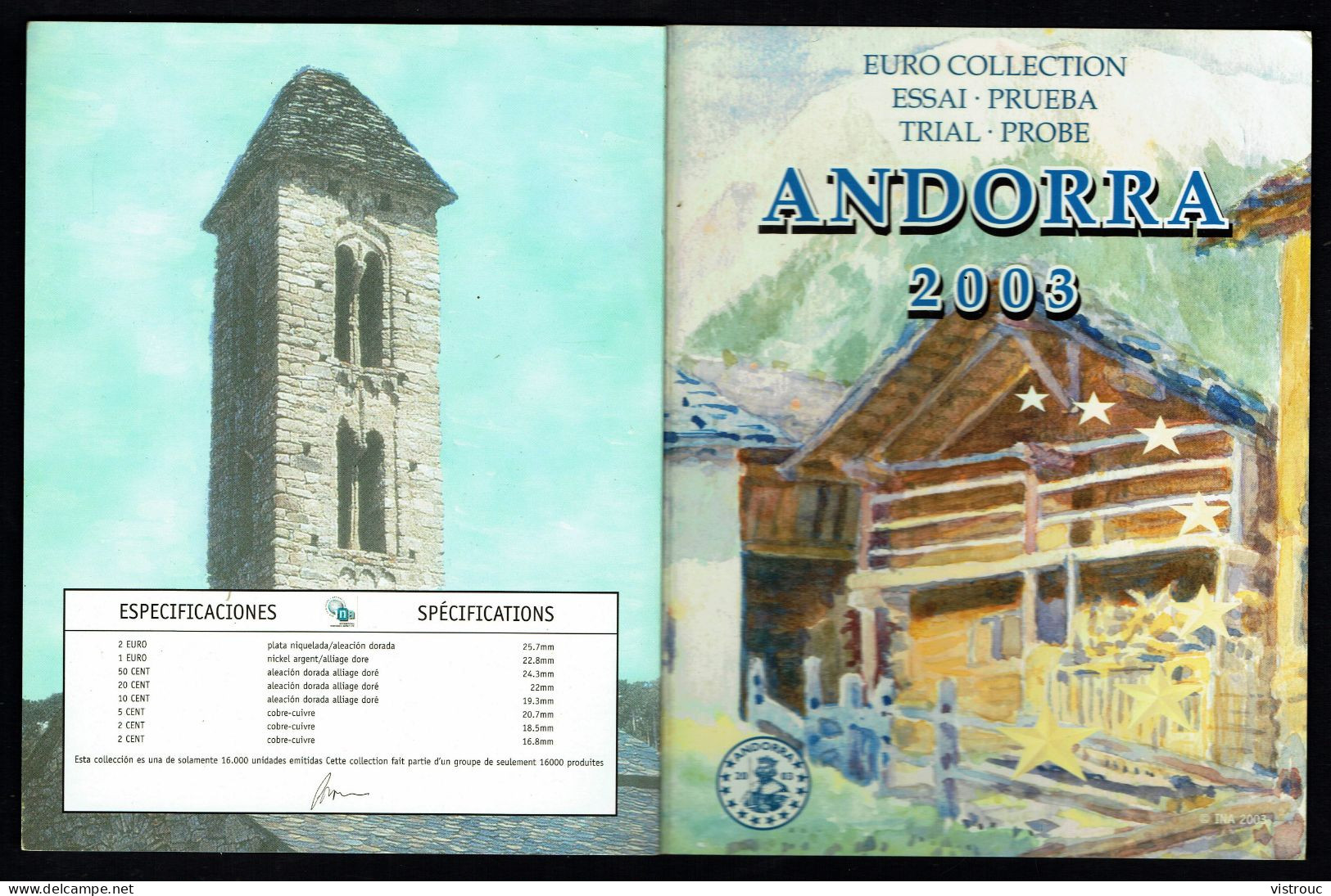 ANDORRA - Set Complet MINT - Fleurs De Coins - YEAR 2003. - Privatentwürfe