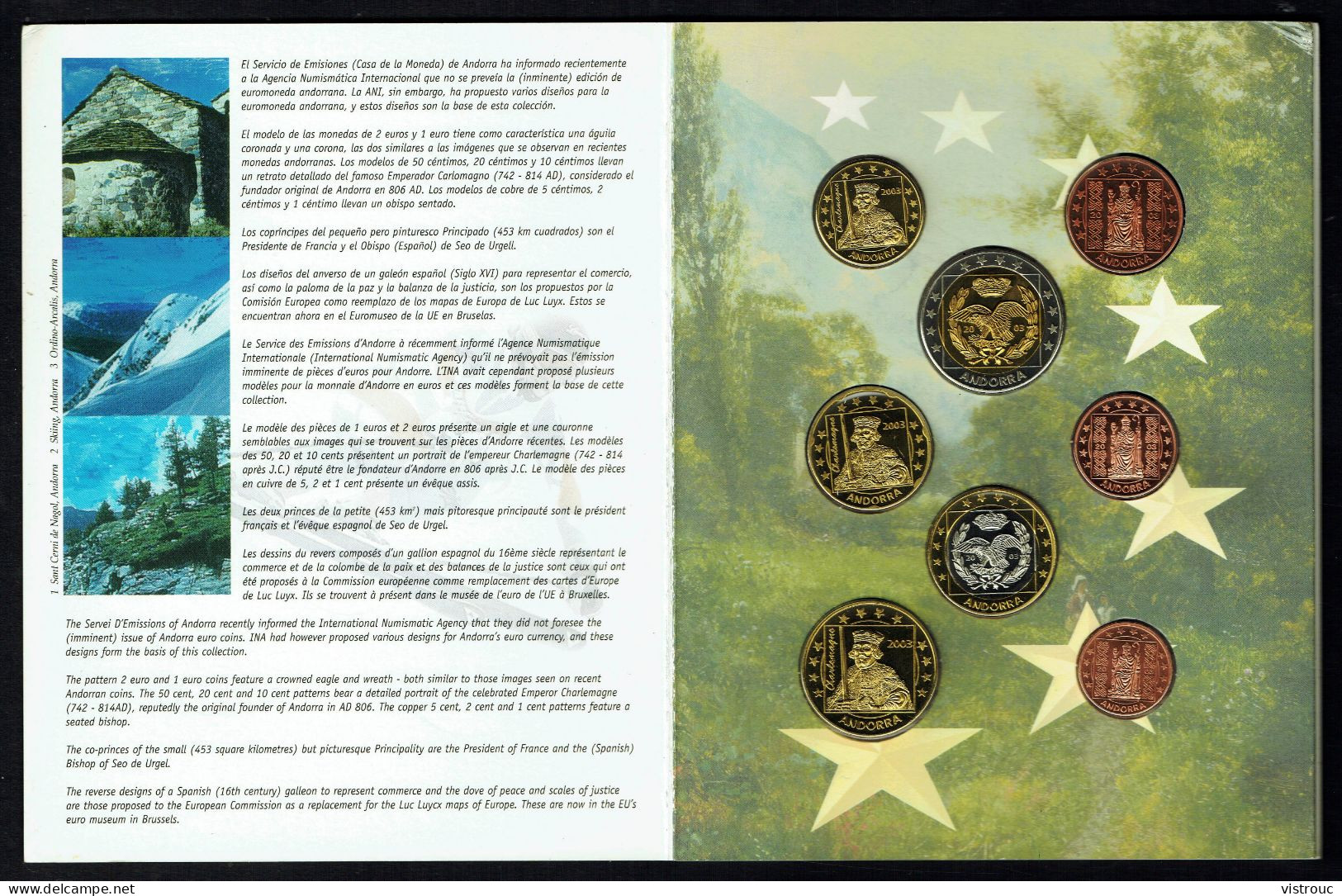 ANDORRA - Set Complet MINT - Fleurs De Coins - YEAR 2003. - Privatentwürfe
