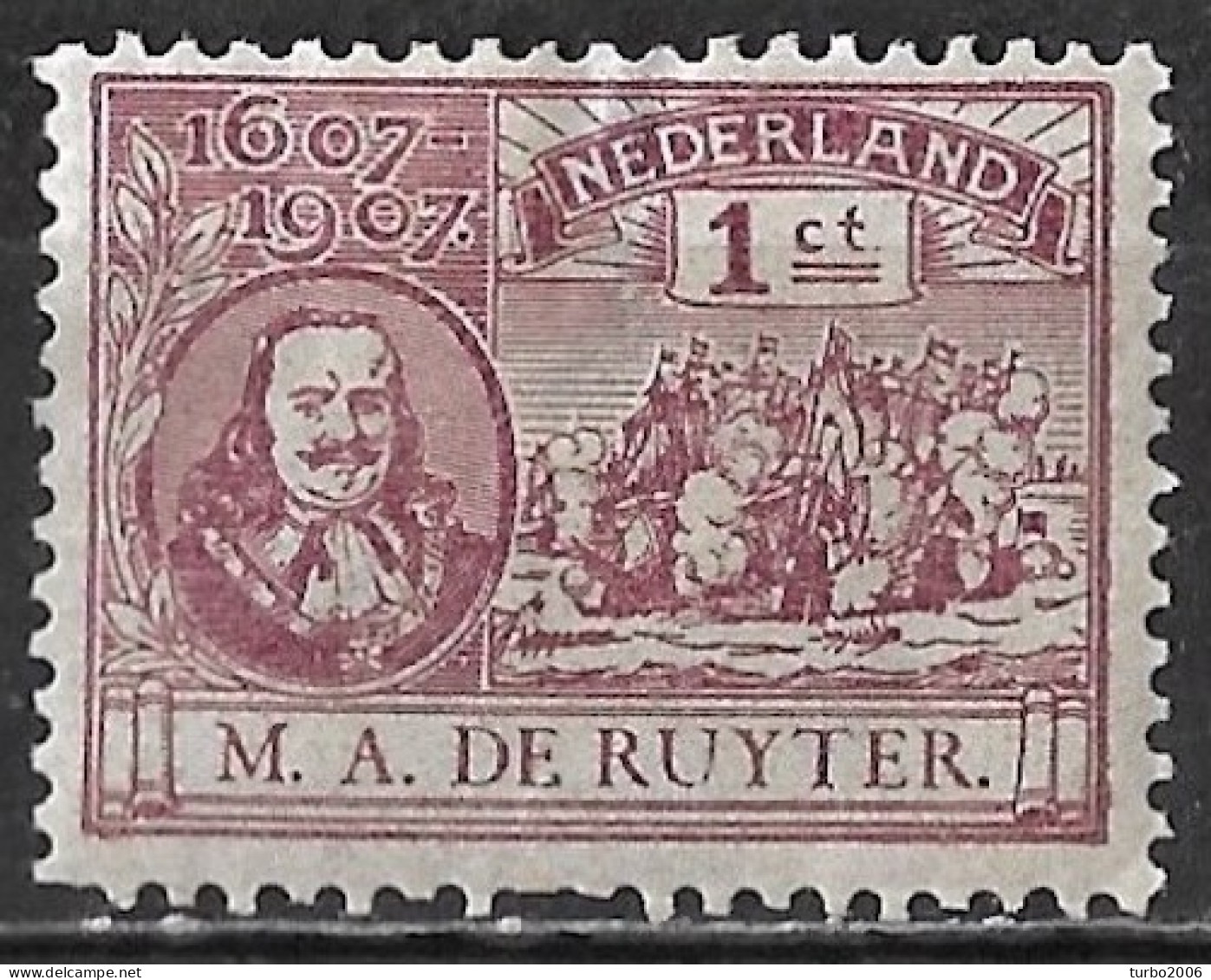 Plaatfout Wit Vlekje Naast 1 En Gebroken U In 1907 De Ruyterzegel 1 Ct Roodviolet NVPH 88 PM 5 Leidraad 22-37 Ongestempe - Variedades Y Curiosidades