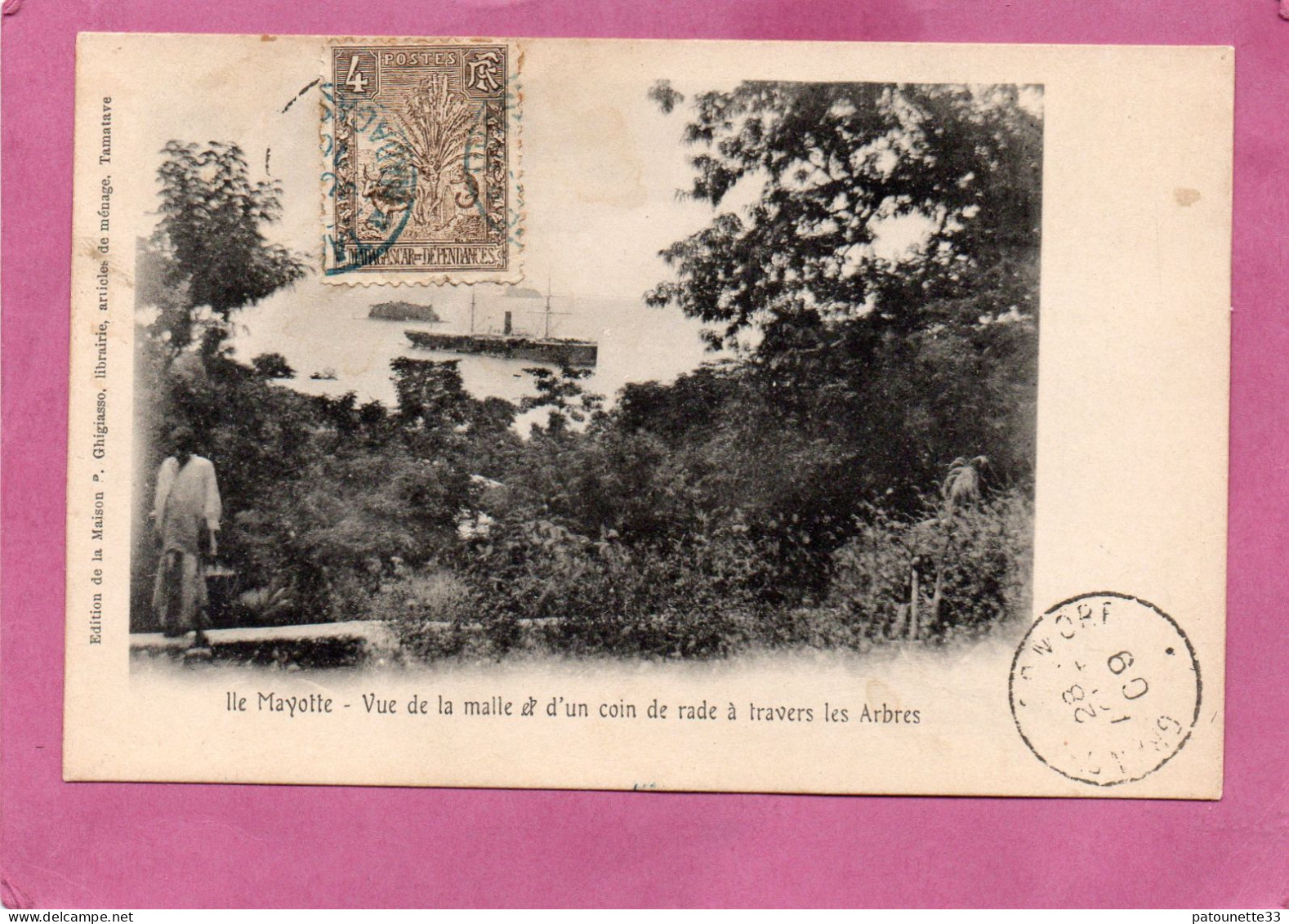 ILE MAYOTTE VUE DE LA MALLE  ET D'UN COIN DE RADE A TRAVERS LES ARBRES PAQUEBOT GARDE FORESTIER RAYNAUD CARTE TIMBREE - Mayotte