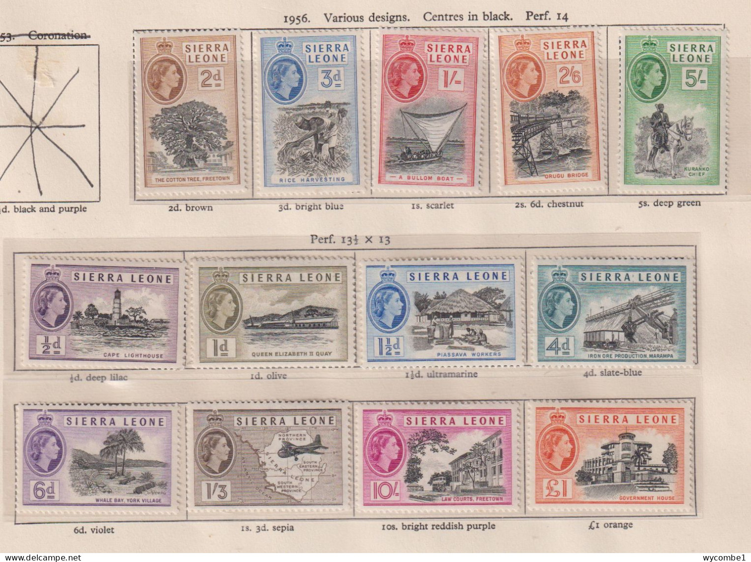 SIERRA LEONE -  1956 Definitives Set  Hinged Mint - Sierra Leone (...-1960)