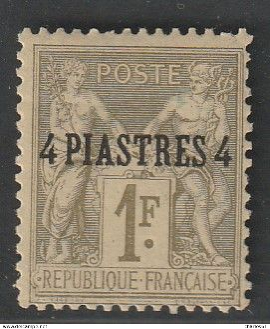 LEVANT - N°3 * (1885) 4pi Sur 1f Olive - Unused Stamps