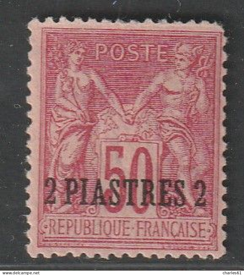 LEVANT - N°5a * (1886-1901) 2pi Sur 50c Rose - Unused Stamps