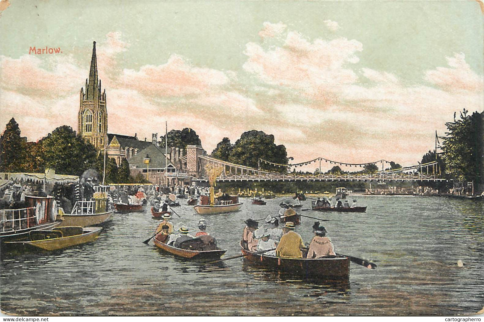 Postcard United Kingdom England Buckinghamshire Marlow Row Boat And Lake - Buckinghamshire