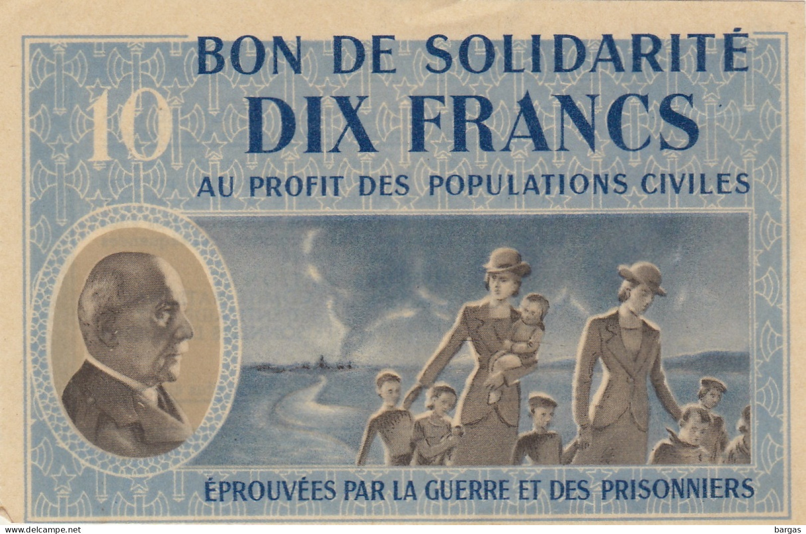 Bon De Solidarité De 10 Francs Au Profit Des Populations Civiles - Bonos