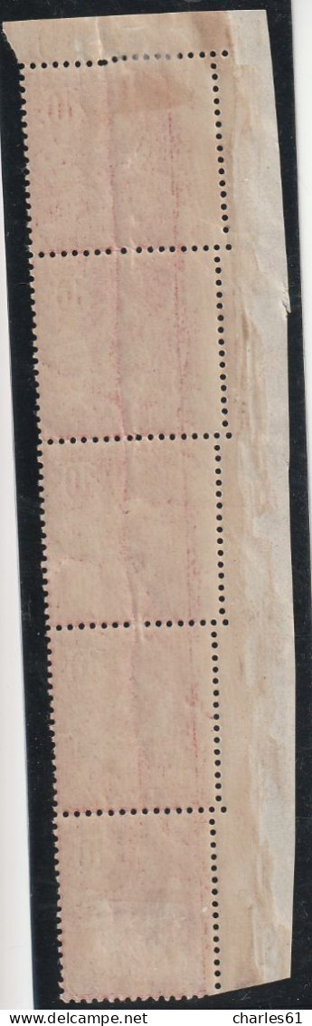 LEVANT - N°14 **/* (1902-20) En Bande De 5 : VARIETE De PIQUAGE - UNIQUE !!! - Unused Stamps