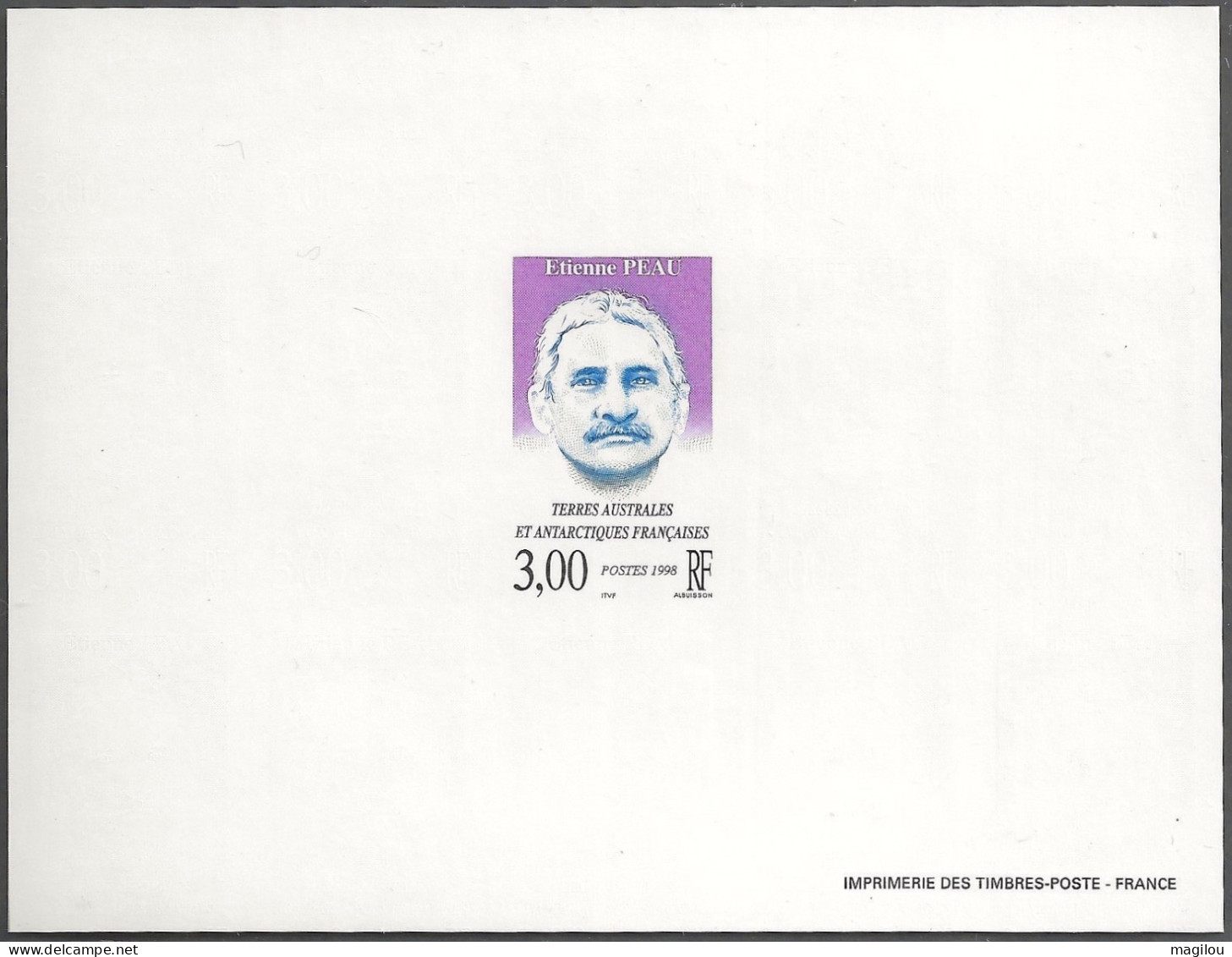 Feuillet Gommé Taaf/fsat Étienne Peau  YVT 227 Mnh** - Geschnittene, Druckproben Und Abarten